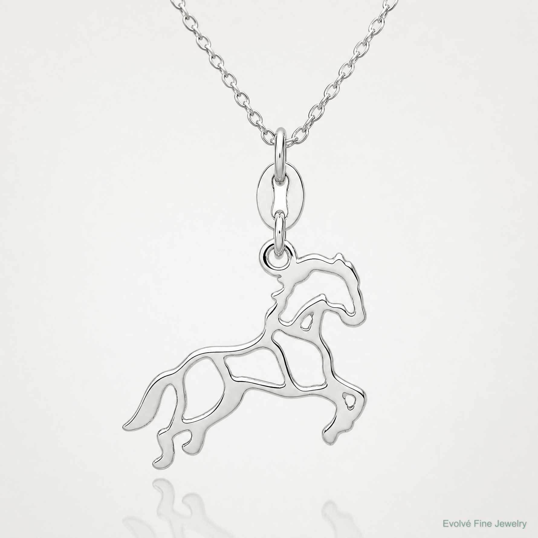 Sterling Silver Polished Horse Charm - Lifestyle View
