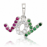 Sterling Silver Polished Red White & Green CZ Joy Pendant - Lifestyle View