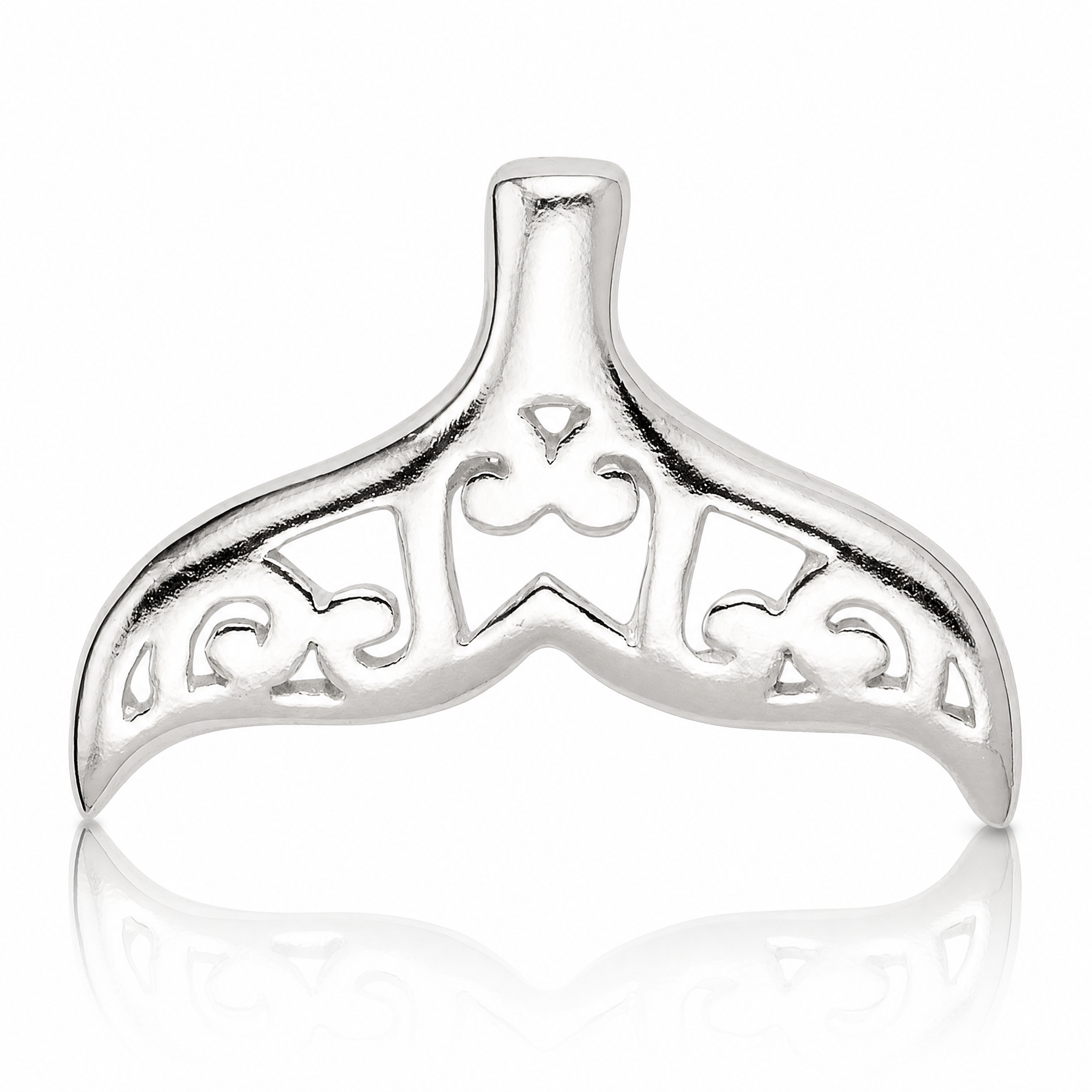 Sterling Silver Polished Filigree Whale Tail Chain Slide - Lifestyle View