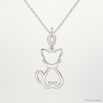 Sterling Silver Polished Cat Charm - Lifestyle View