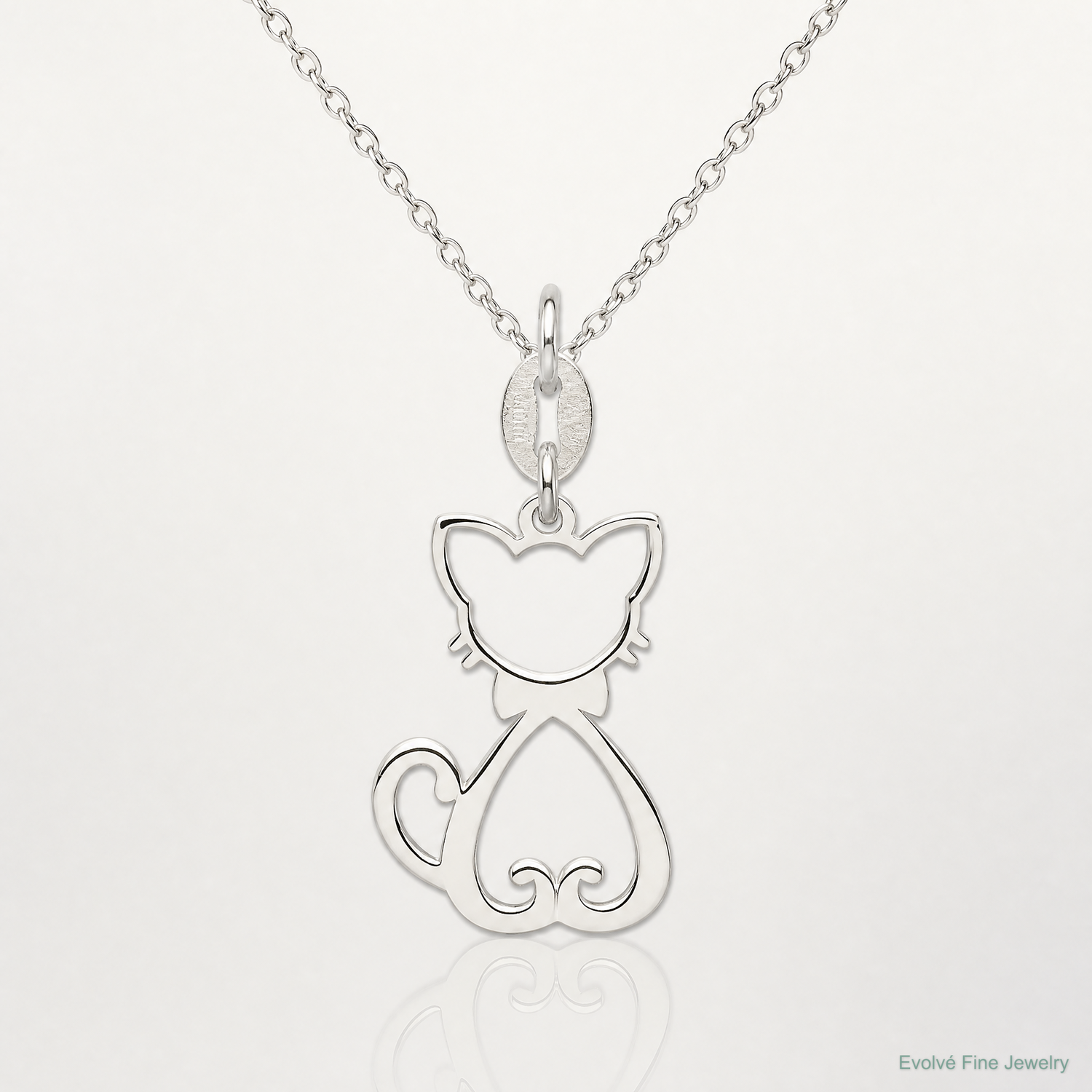 Sterling Silver Polished Cat Charm - Lifestyle View