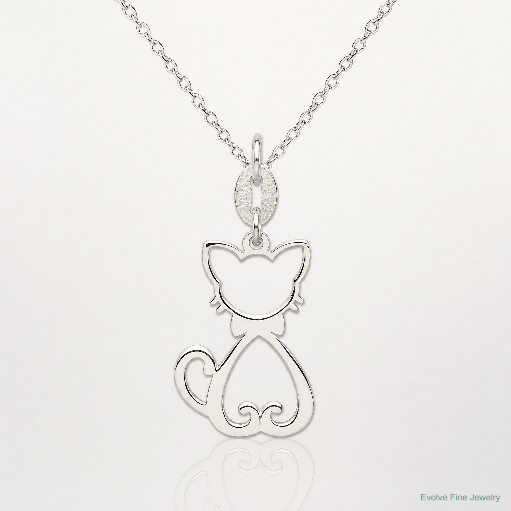 Sterling Silver Polished Cat Charm - Lifestyle View