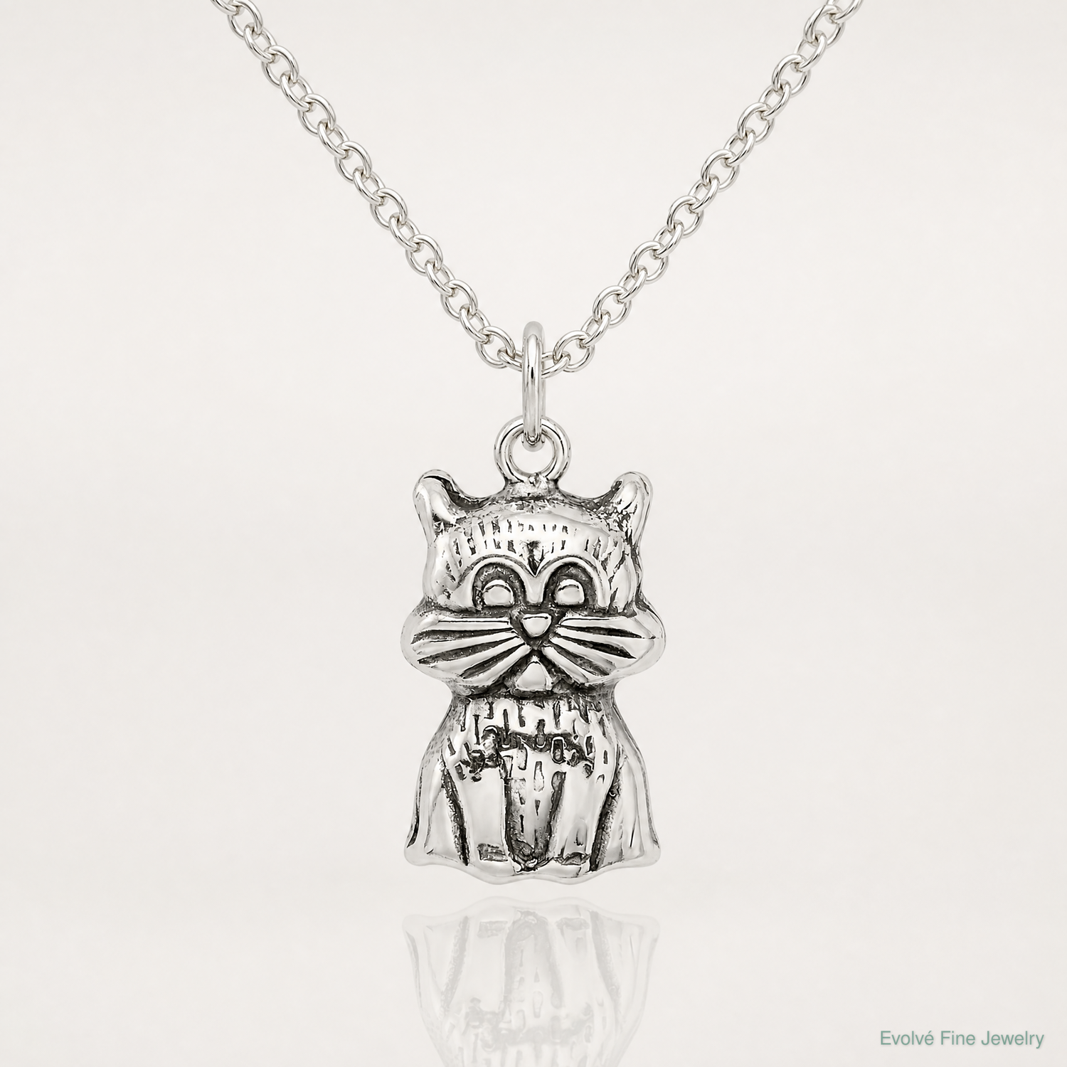 Sterling Silver Antiqued Cat Charm - Lifestyle View