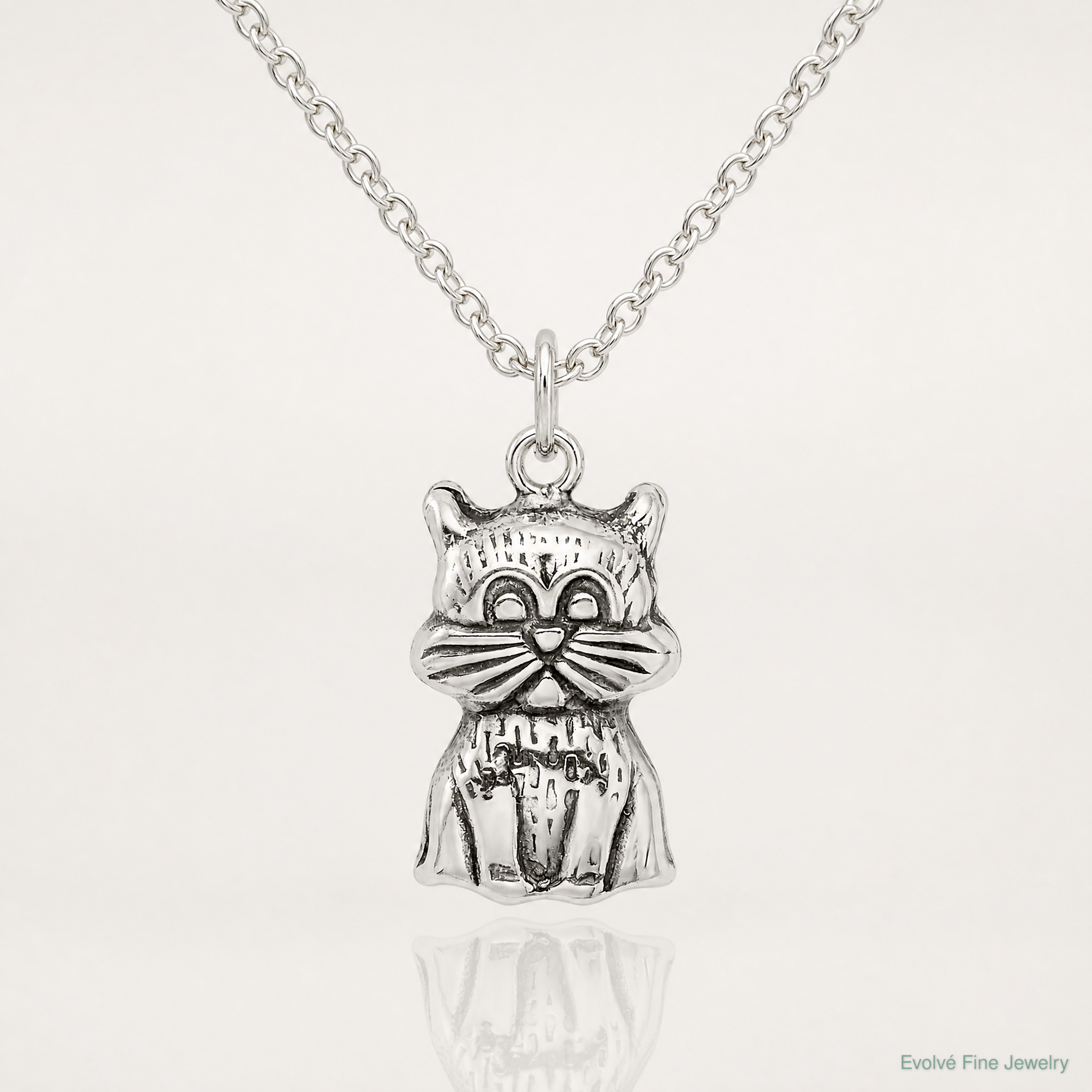 Sterling Silver Antiqued Cat Charm - Lifestyle View
