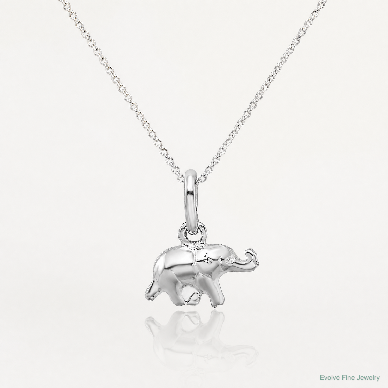 Sterling Silver Rhodium Plated Polished Elephant Charm - Lifestyle View