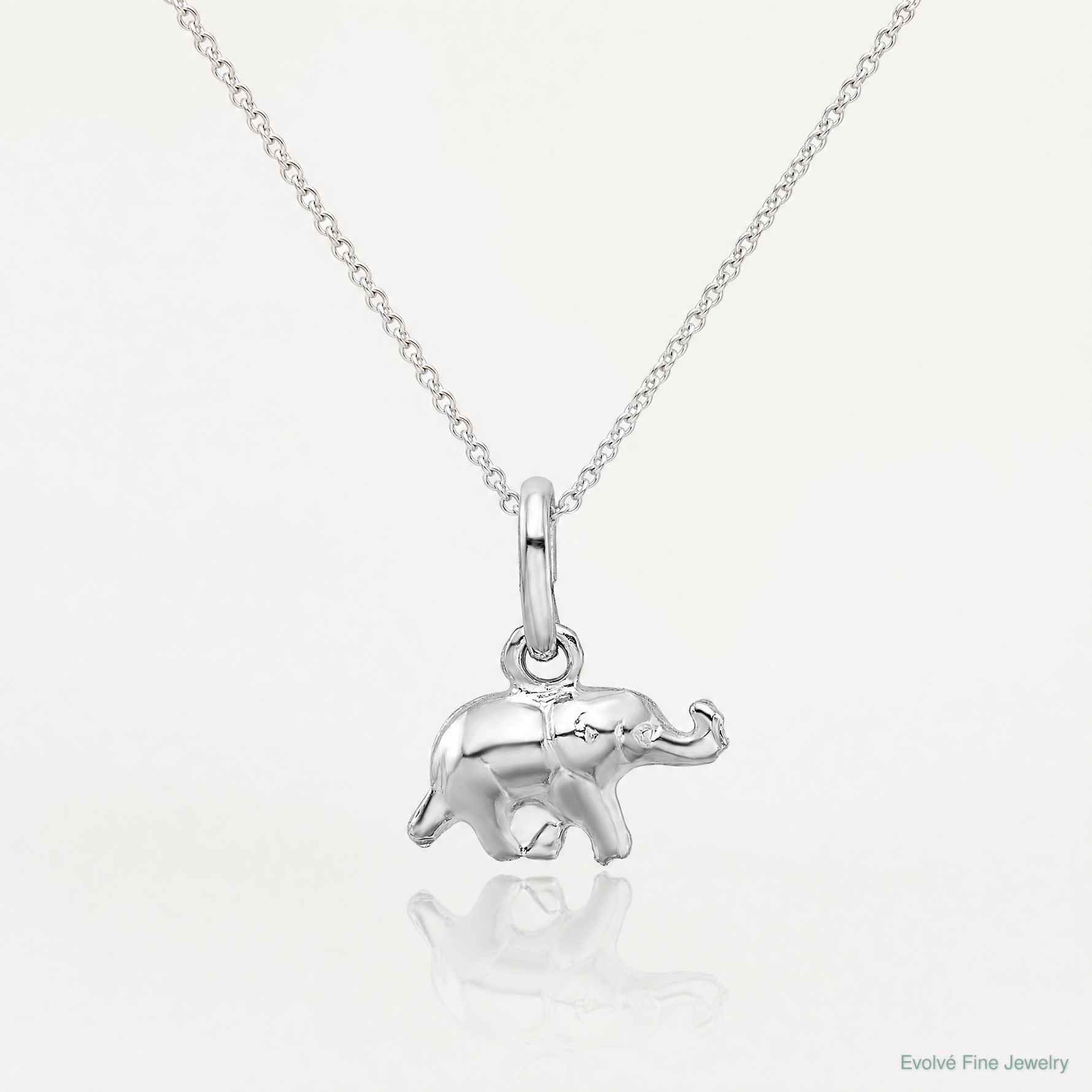 Sterling Silver Rhodium Plated Polished Elephant Charm - Lifestyle View