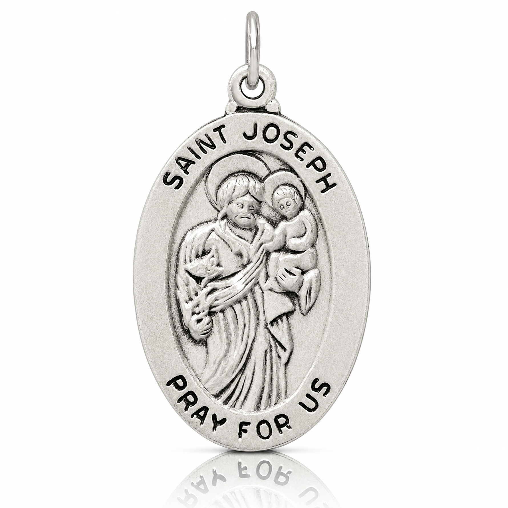 Sterling Silver Antiqued St. Joseph Medal - Lifestyle View