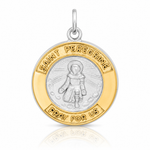 Sterling Silver Platinum-plated & Gold-tone St Peregrine Medal - Lifestyle View