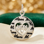 Sterling Silver Enamel MOM Charm - Lifestyle View