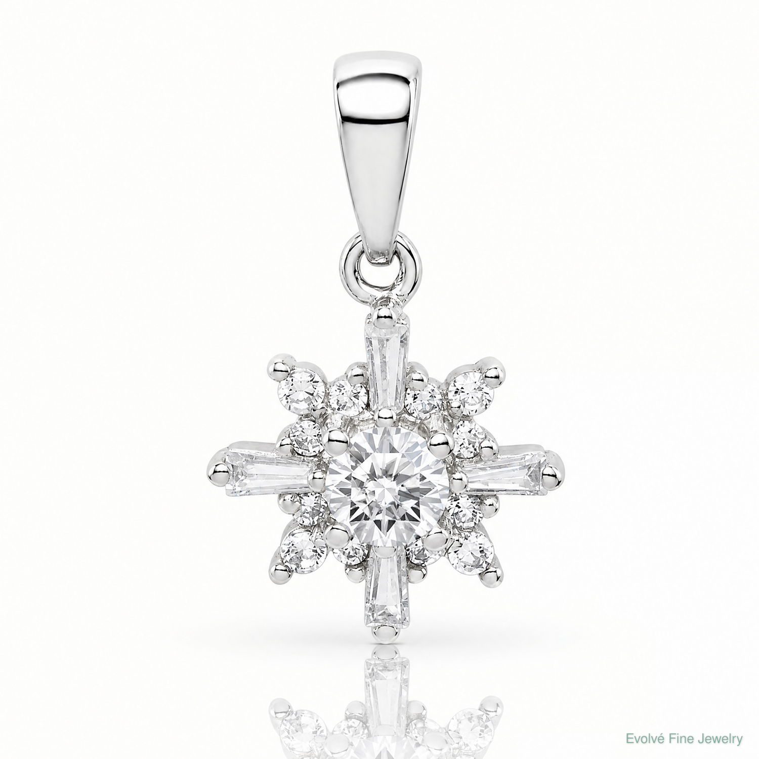 Sterling Silver Fancy CZ Pendant - Lifestyle View