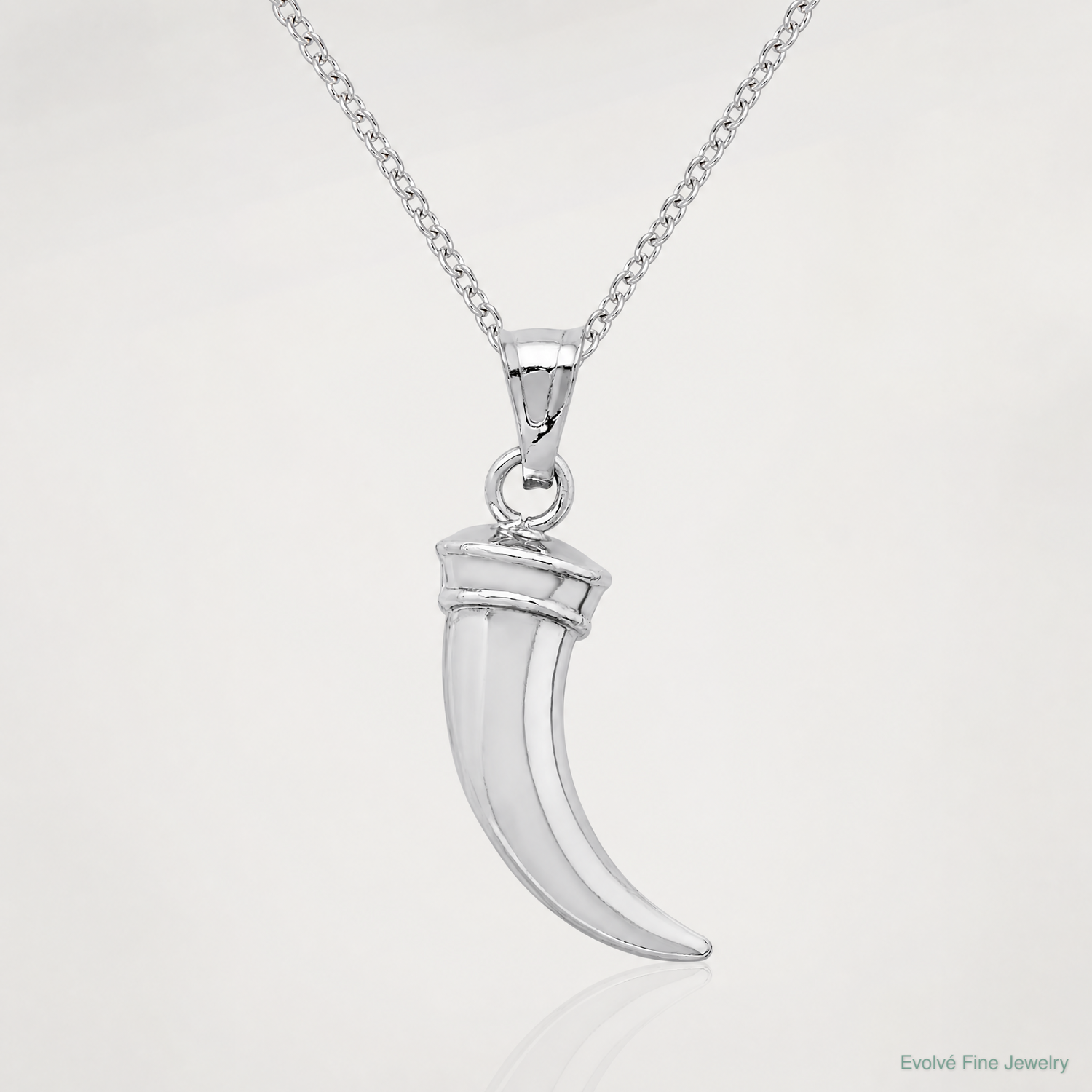 Sterling Silver Rhodium-plated Polished Claw Pendant - Lifestyle View