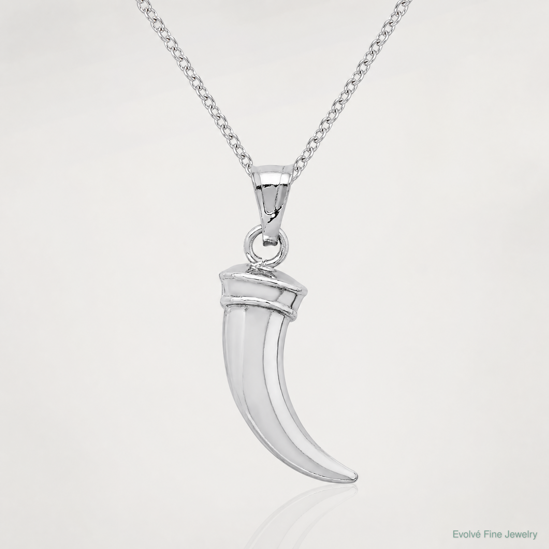 Sterling Silver Rhodium-plated Polished Claw Pendant - Lifestyle View