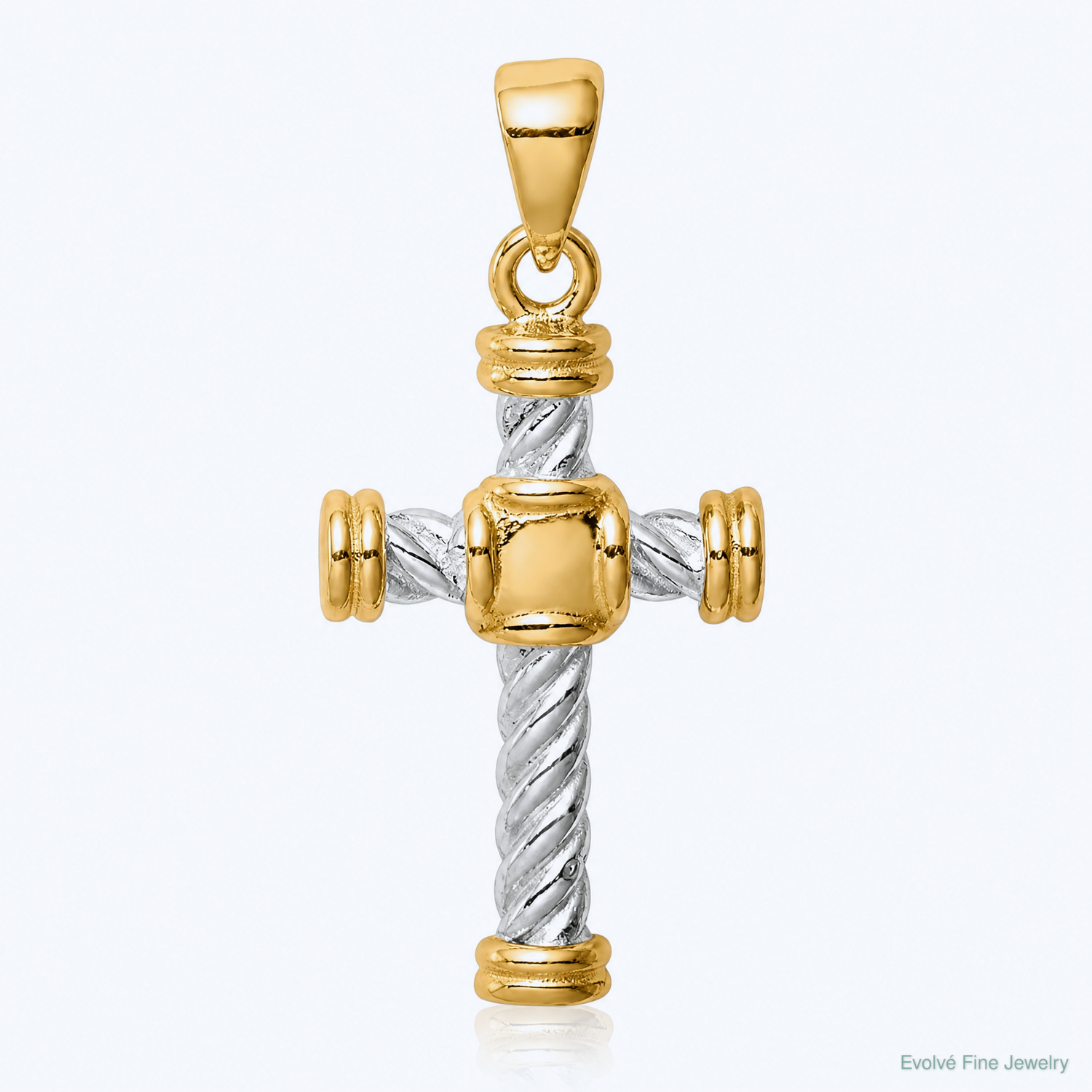 Sterling Silver & Gold-tone Twisted Cross Pendant - Lifestyle View