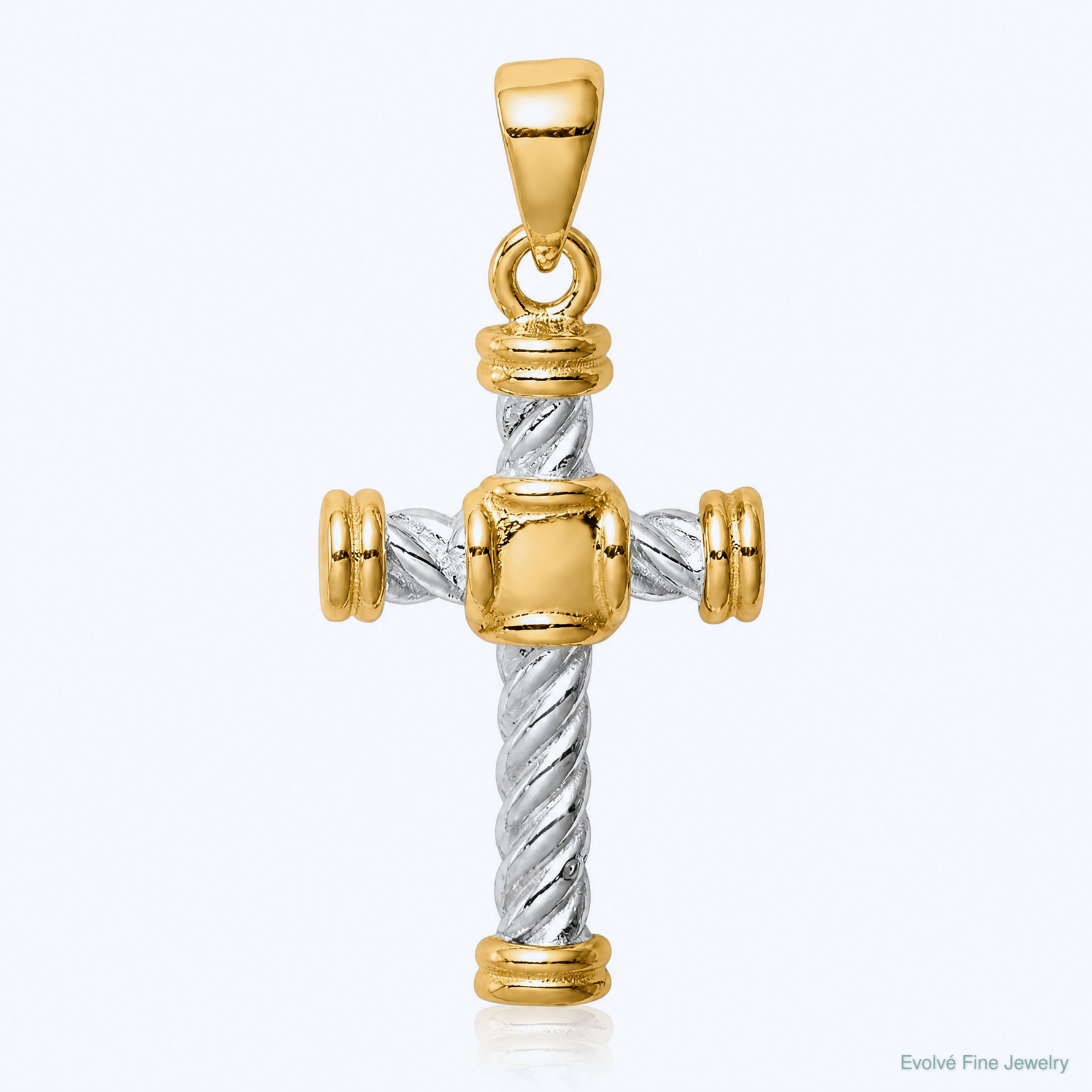 Sterling Silver & Gold-tone Twisted Cross Pendant - Lifestyle View