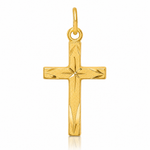 Sterling Silver Gold-tone Diamond-Cut Cross Pendant - Lifestyle View