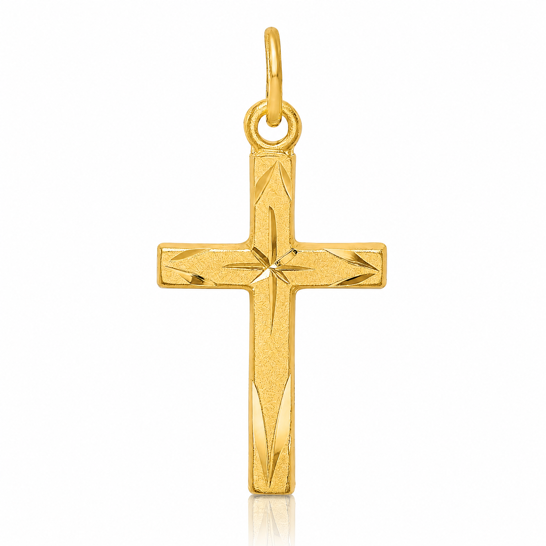 Sterling Silver Gold-tone Diamond-Cut Cross Pendant - Lifestyle View