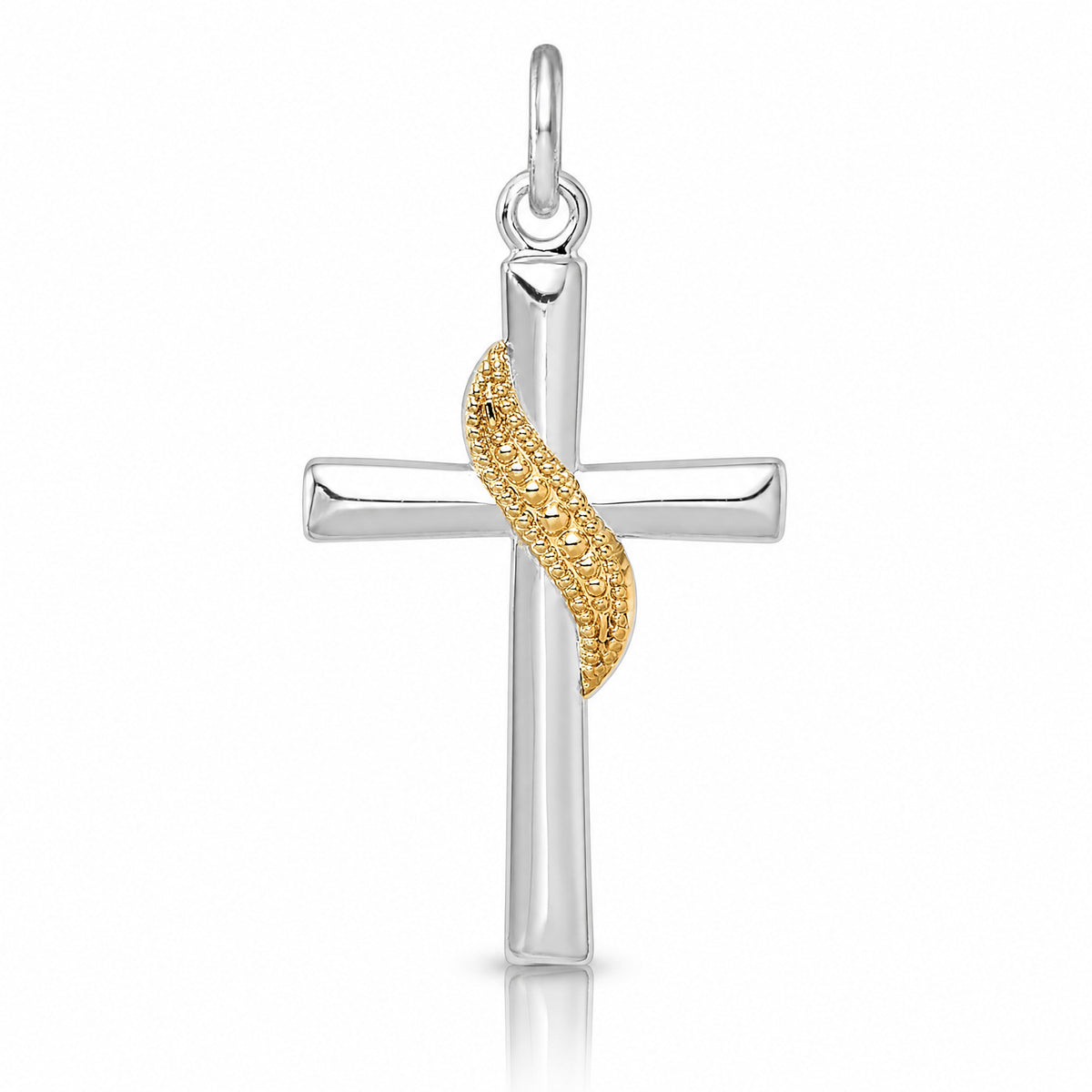 Sterling Silver Platinum-plated & Gold-tone Cross Pendant - Lifestyle View
