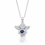 Sterling Silver RH-pltd CZ Sept Birthstone Angel Ash Holder 18in Necklace - Lifestyle View