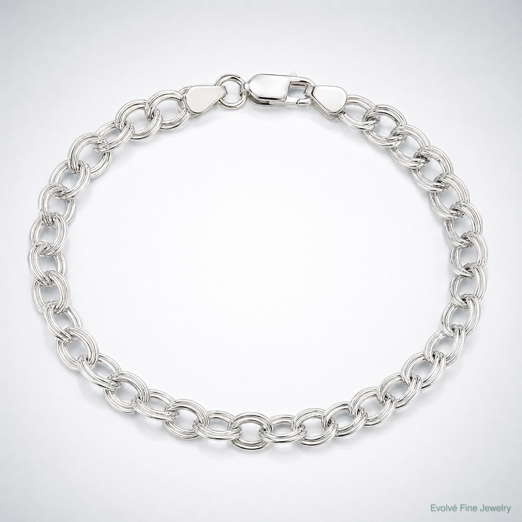 Sterling Silver 7mm Double Link Charm Bracelet - Lifestyle View