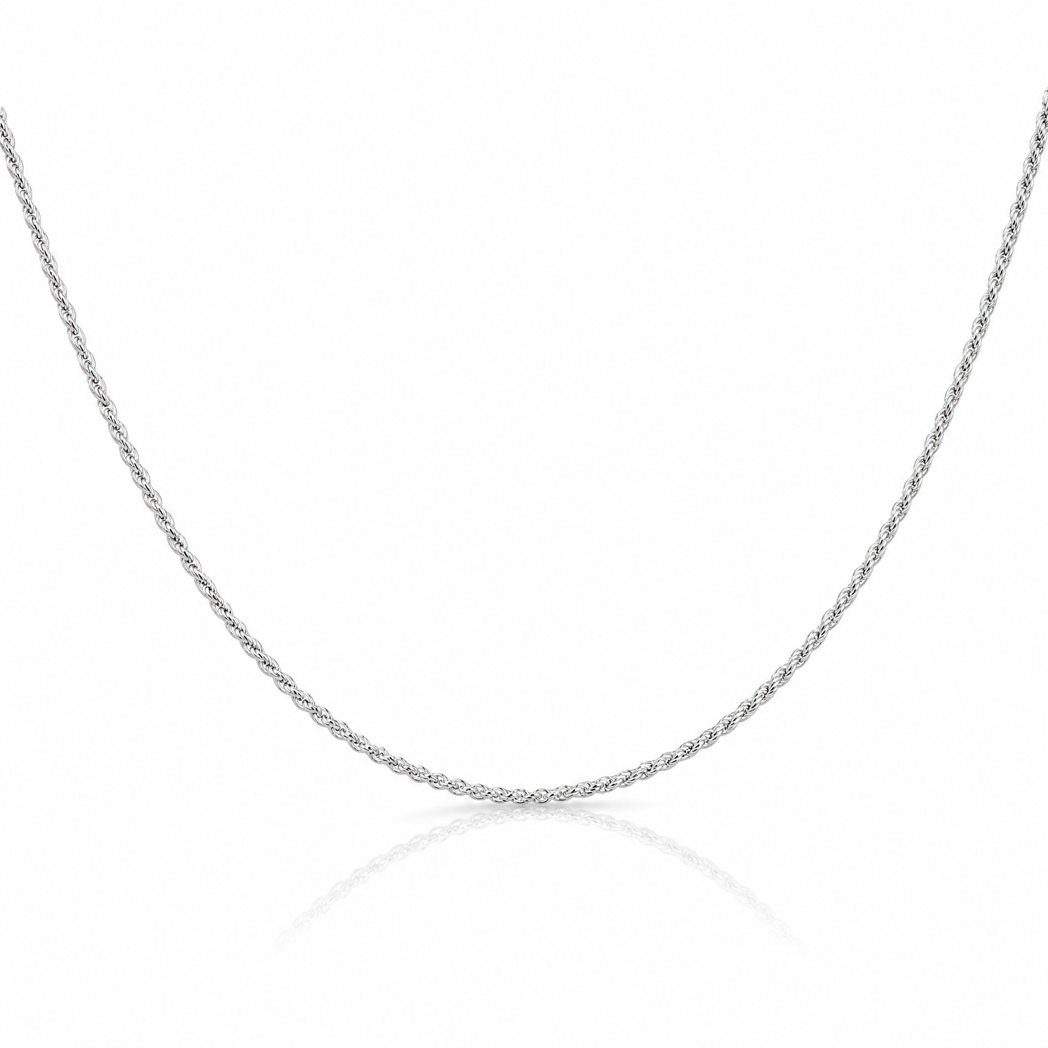 Sterling Silver Rhodium-plated 1.1mm Diamond-cut Rope Chain - Lifestyle View