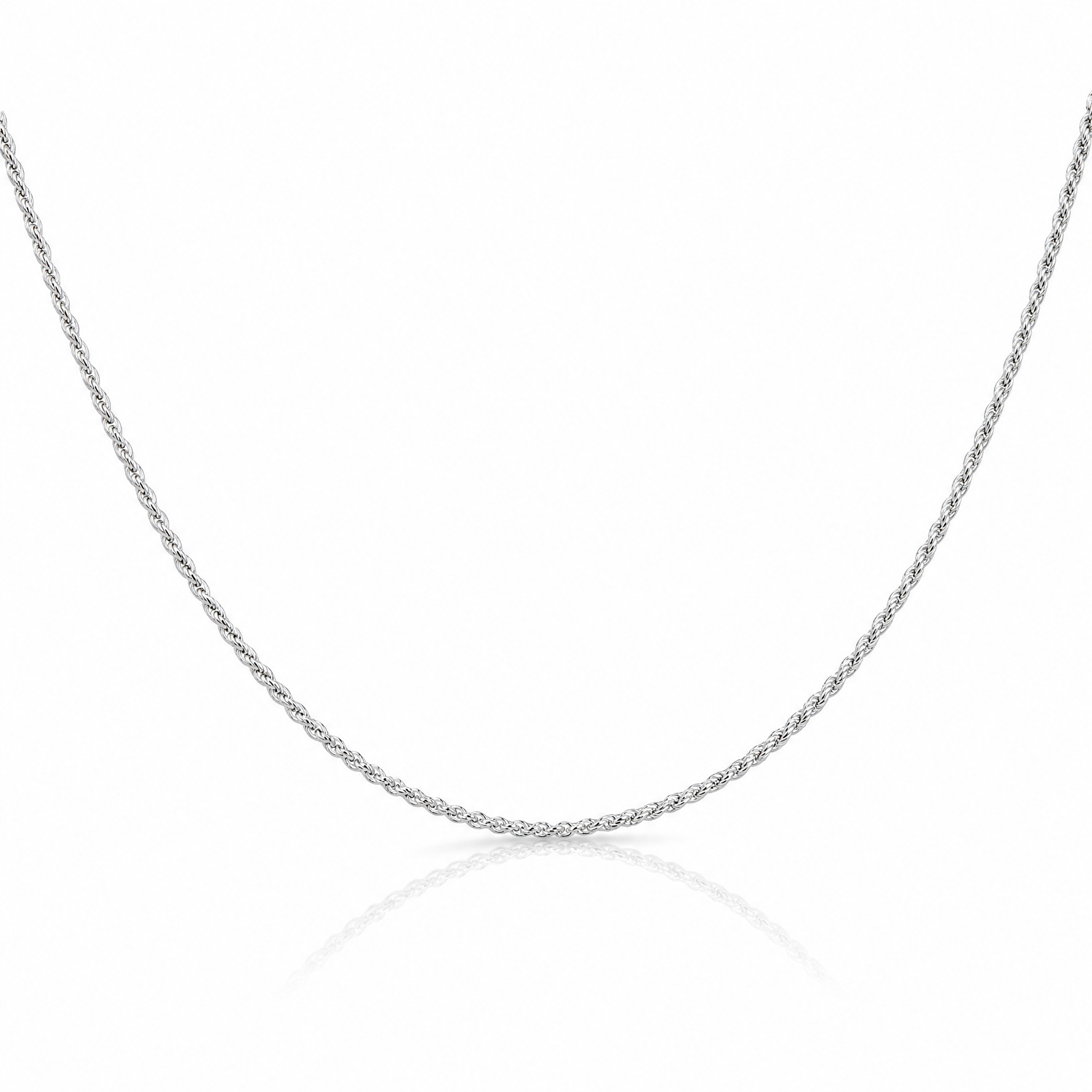 Sterling Silver Rhodium-plated 1.1mm Diamond-cut Rope Chain - Lifestyle View