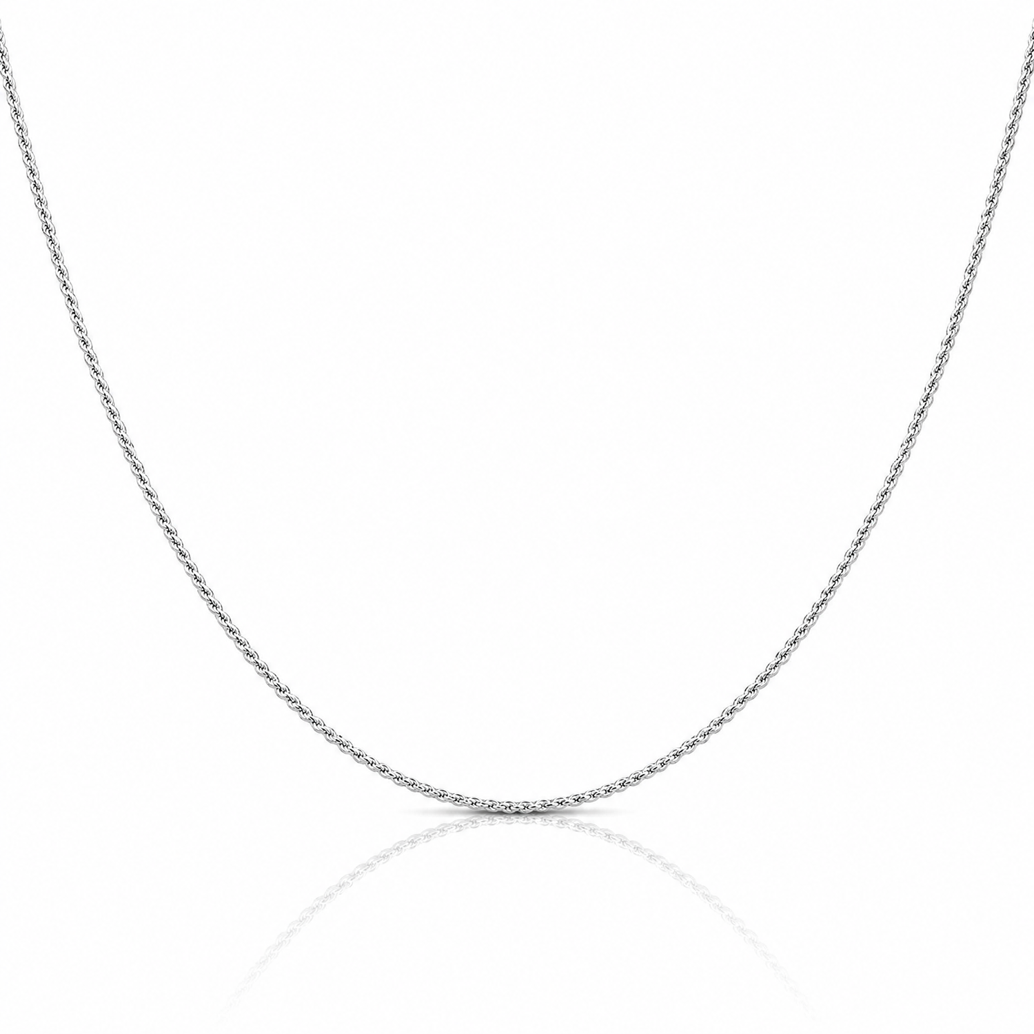 Sterling Silver Rhodium-plated 1.1mm Diamond-cut Rope Chain w/2in ext. - Lifestyle View