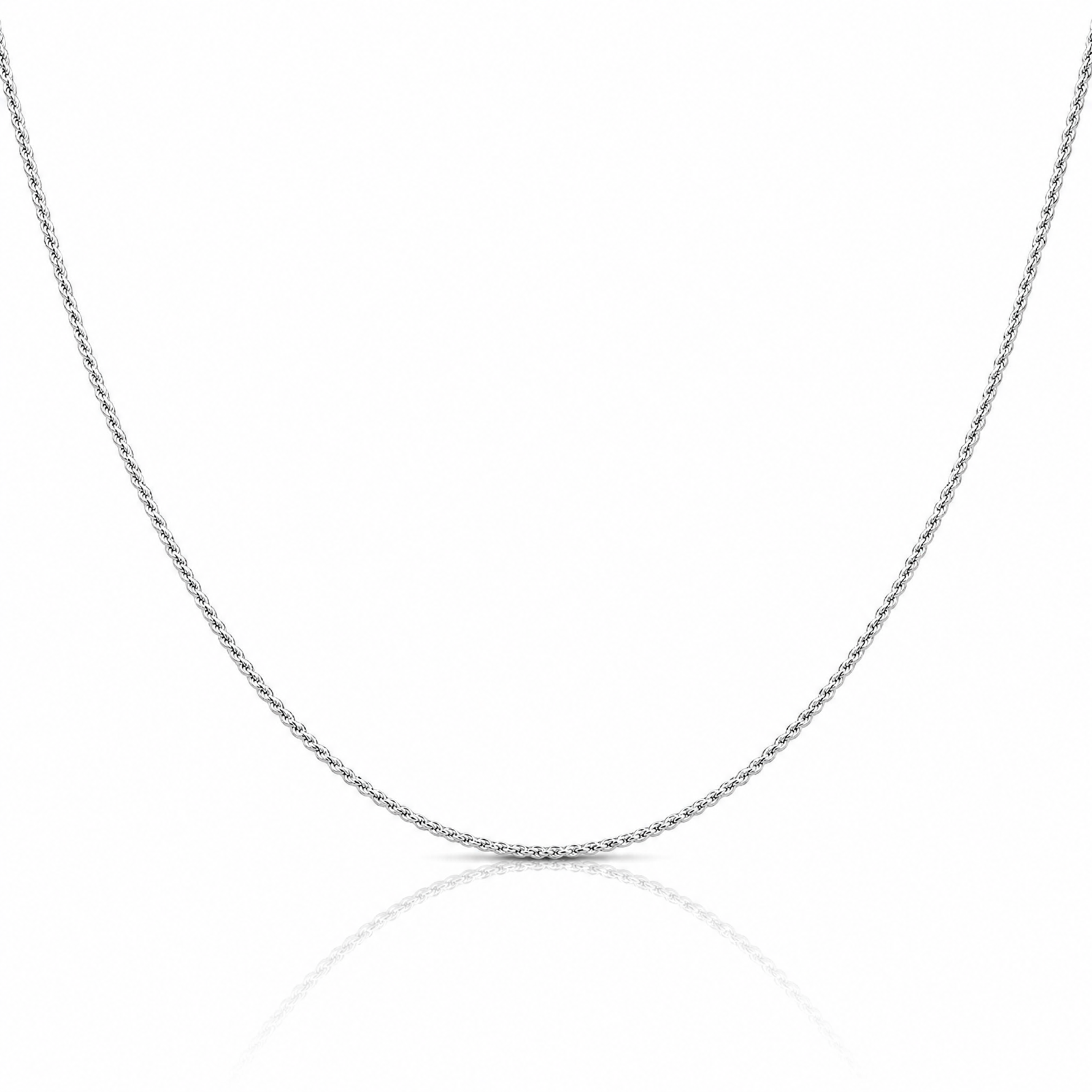 Sterling Silver Rhodium-plated 1.1mm Diamond-cut Rope Chain w/2in ext. - Lifestyle View