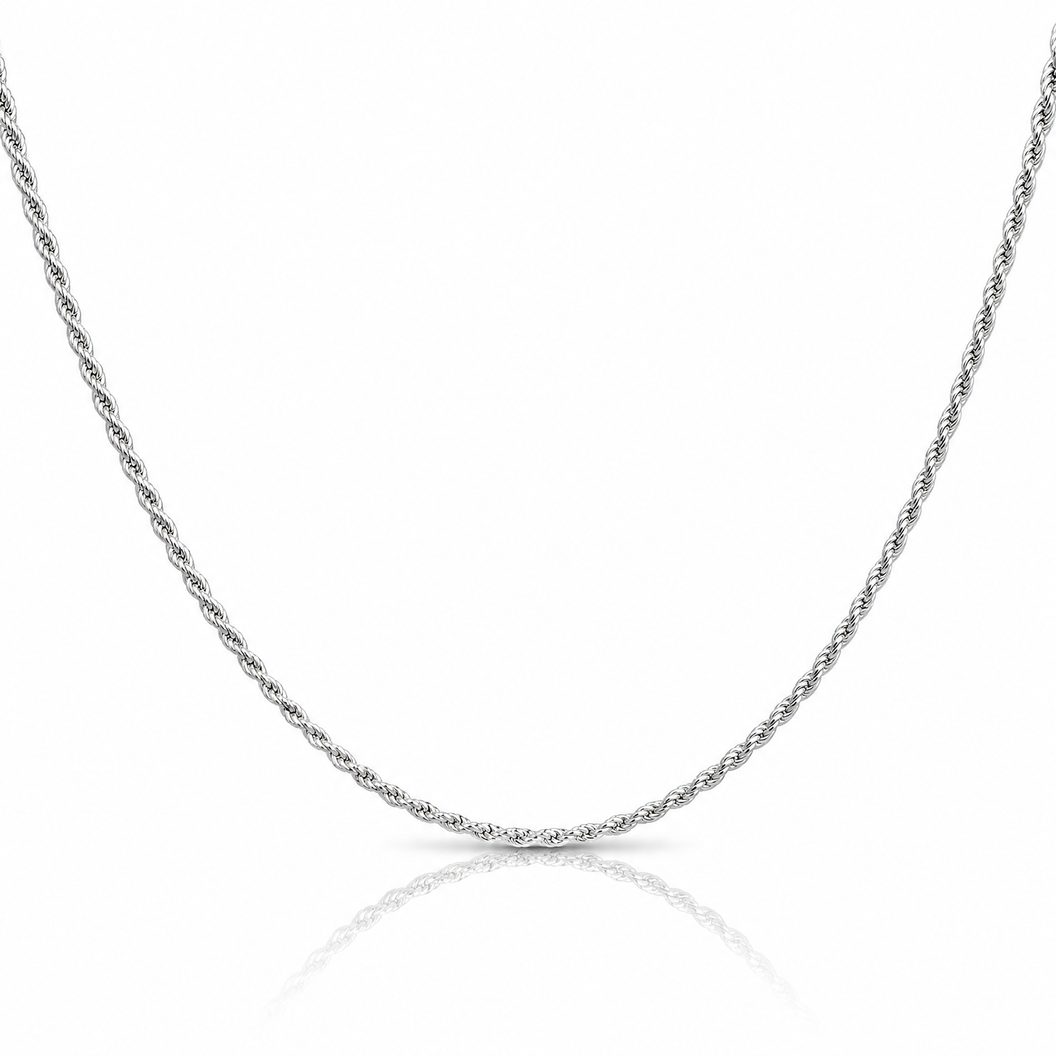 Sterling Silver 1.7mm Diamond-cut Rope Chain - Lifestyle View