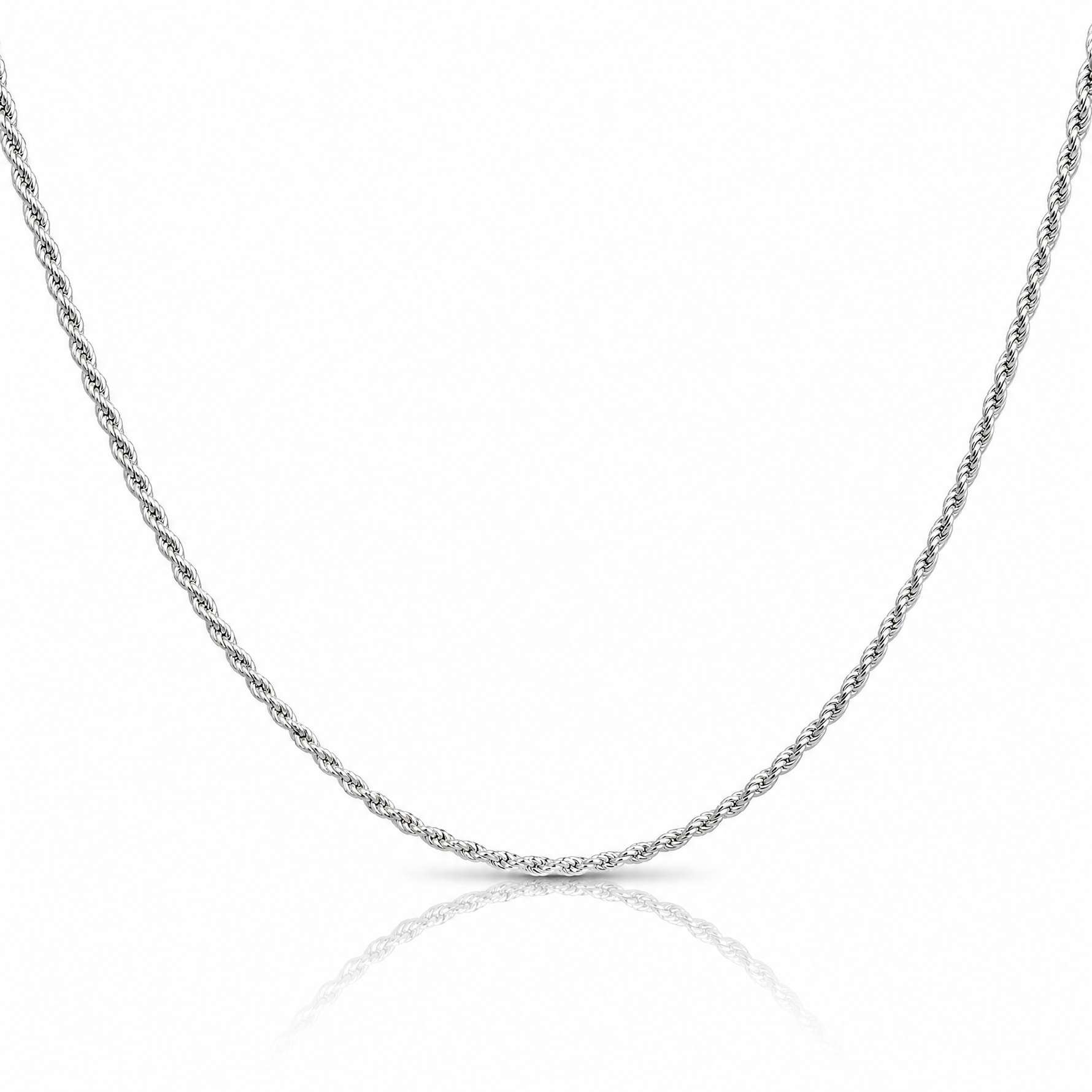 Sterling Silver 1.7mm Diamond-cut Rope Chain - Lifestyle View
