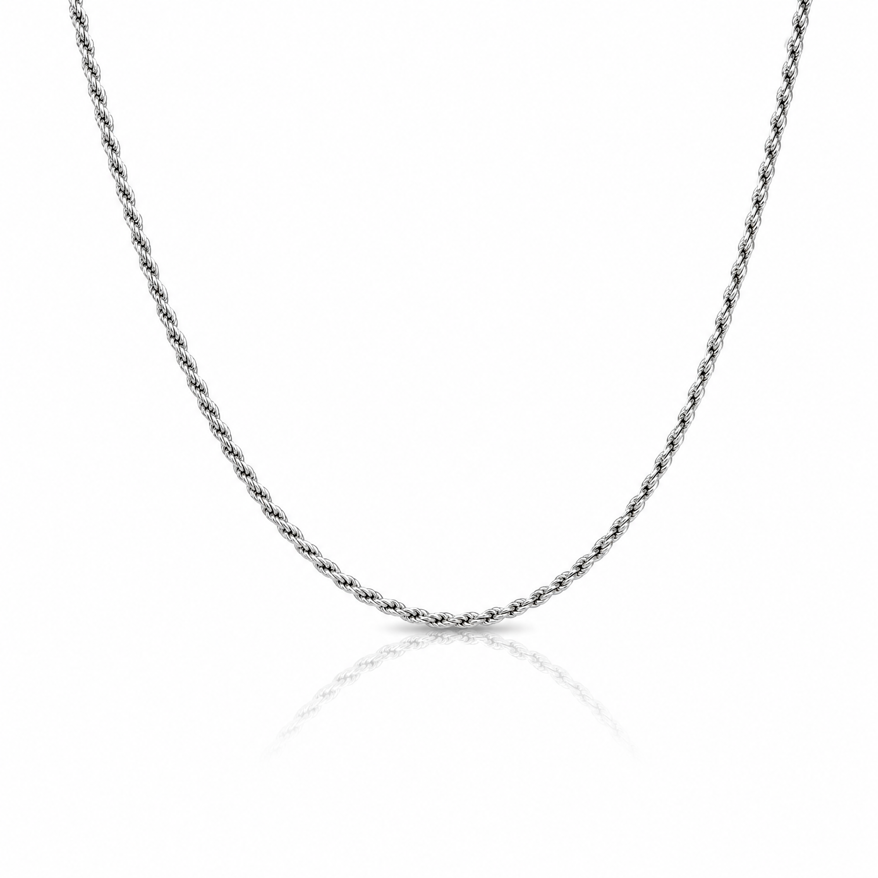 Sterling Silver Rhodium-plated 2.25mm Diamond-cut Rope Chain - Lifestyle View