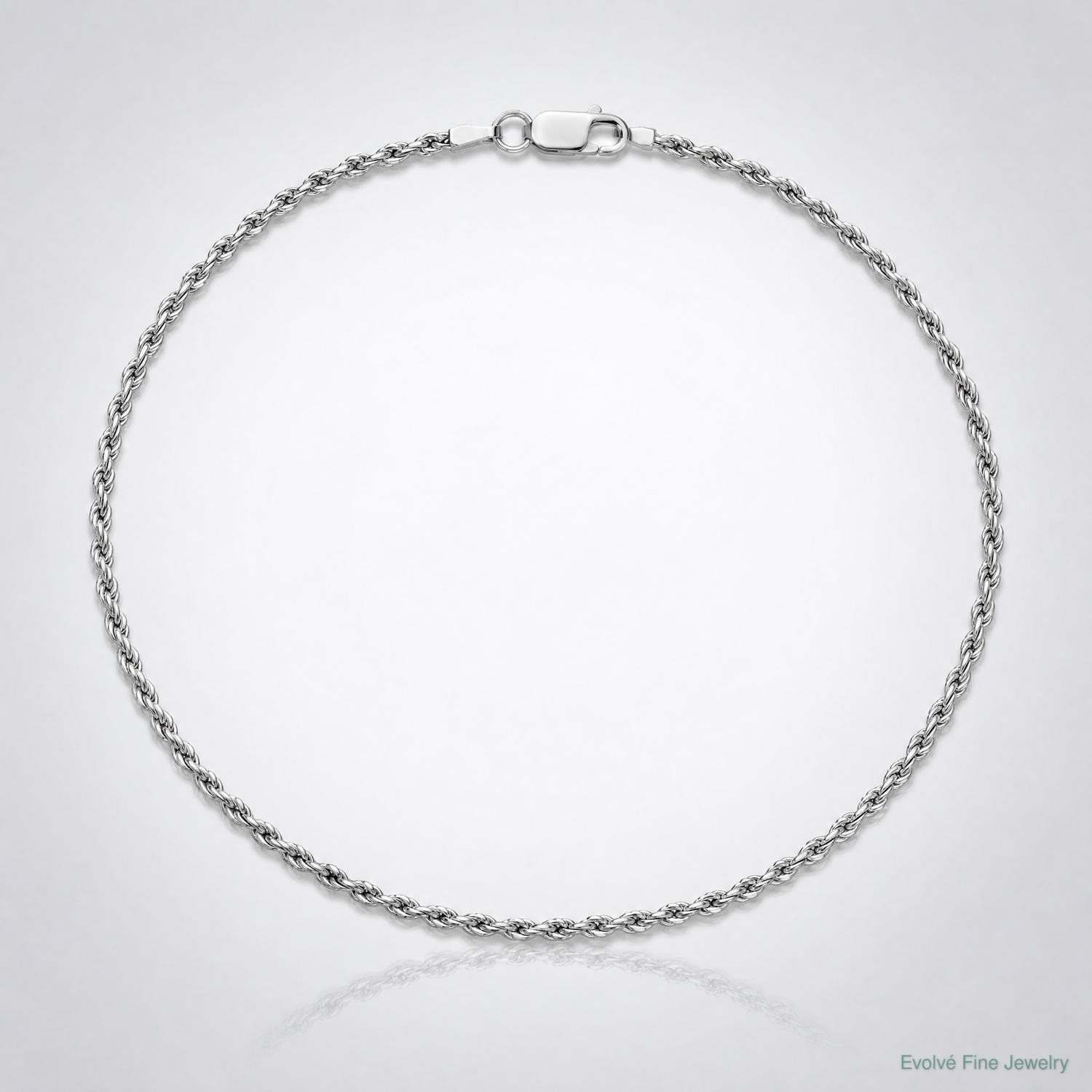 Sterling Silver Rhodium-plated 2.25mm Diamond-cut Rope Chain - Lifestyle View