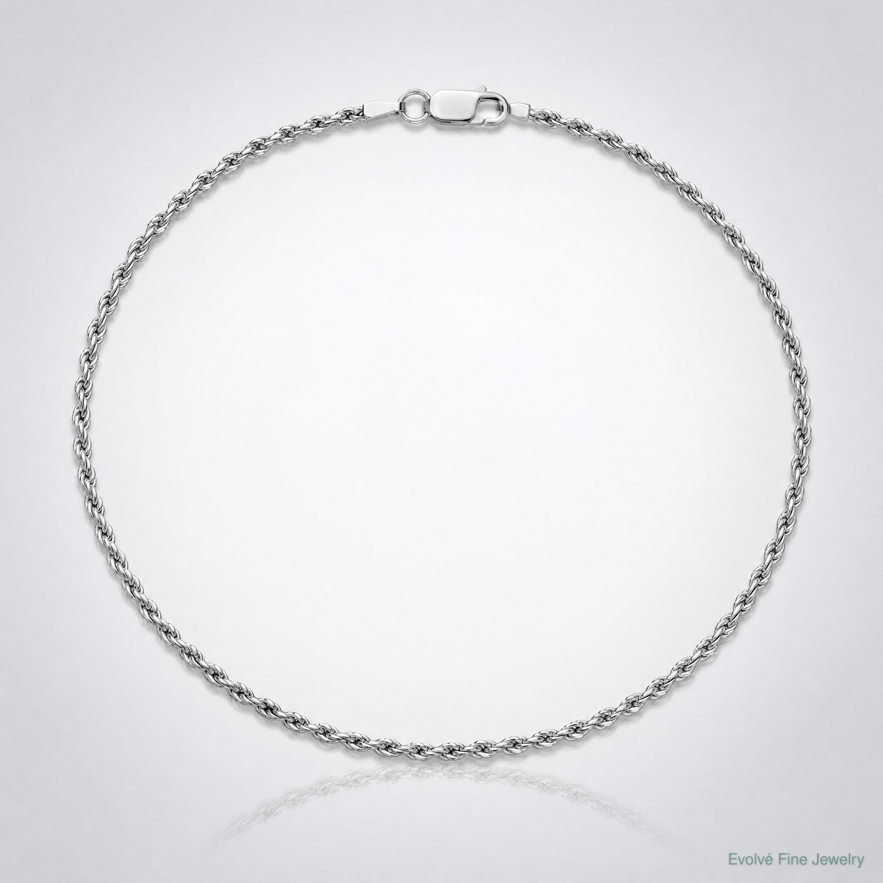 Sterling Silver Rhodium-plated 2.25mm Diamond-cut Rope Chain - Lifestyle View