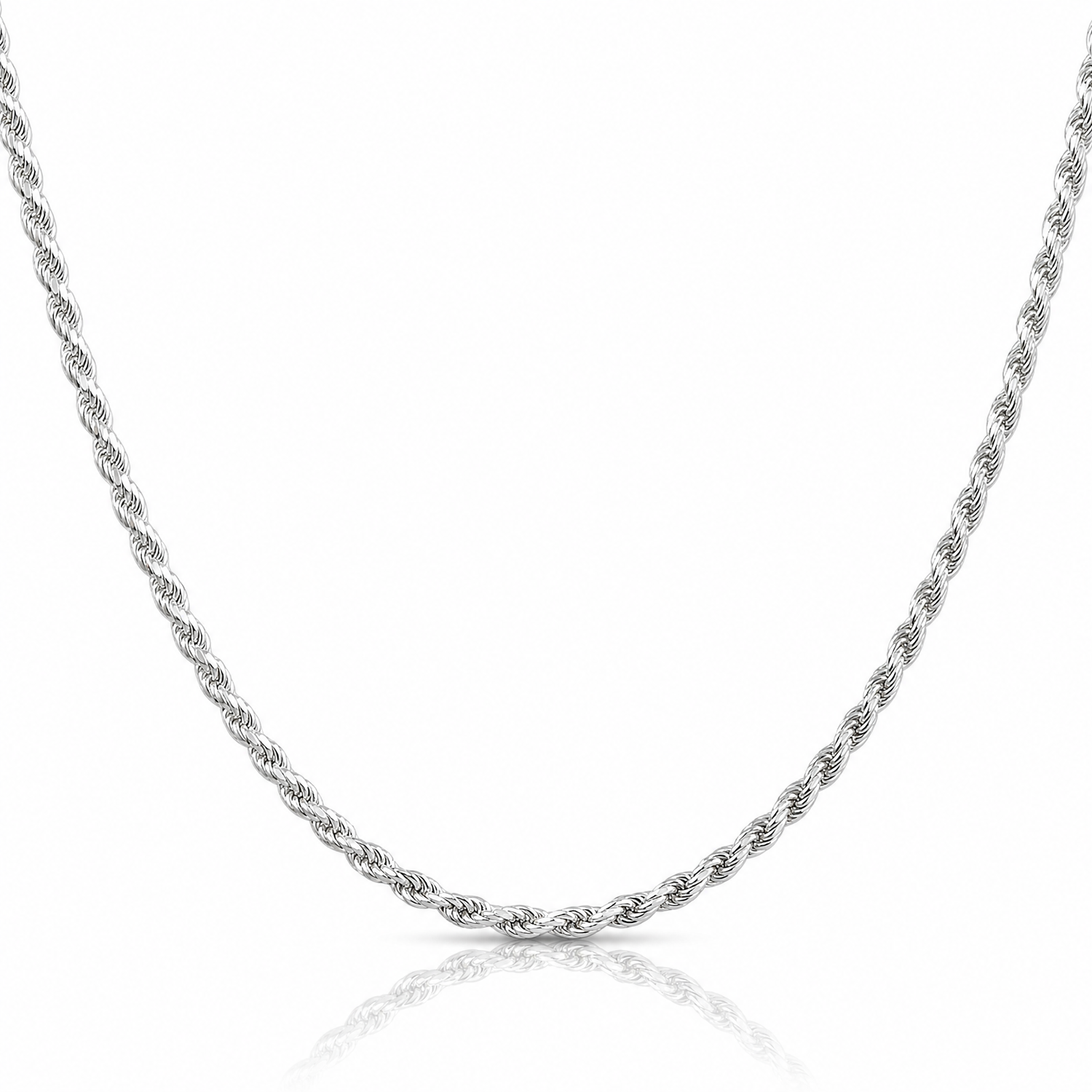 Sterling Silver 2.75mm Diamond-cut Rope Chain w/2in ext. - Lifestyle View