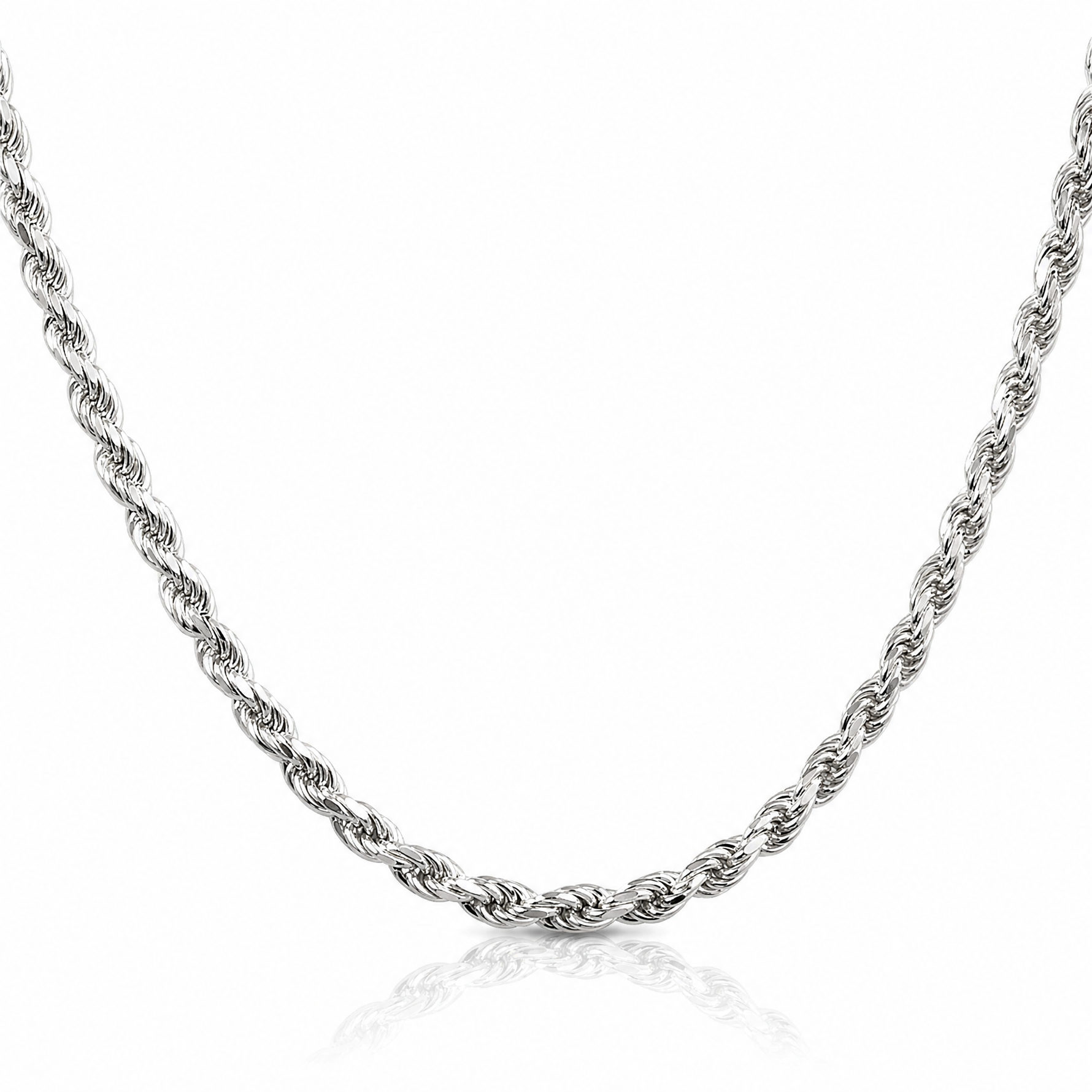Sterling Silver 3.75mm Diamond-cut Rope Chain - Lifestyle View