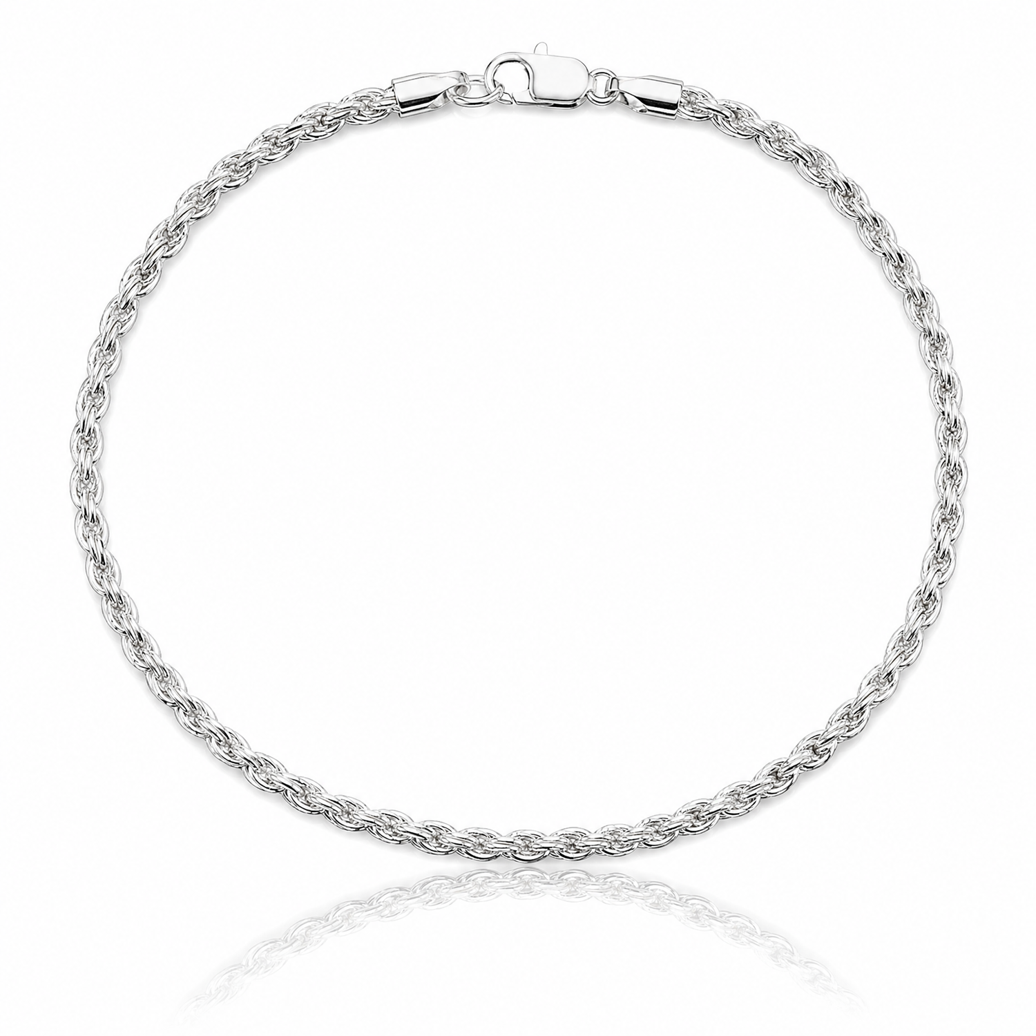 Sterling Silver 4.6mm Diamond-cut Rope Chain - Lifestyle View