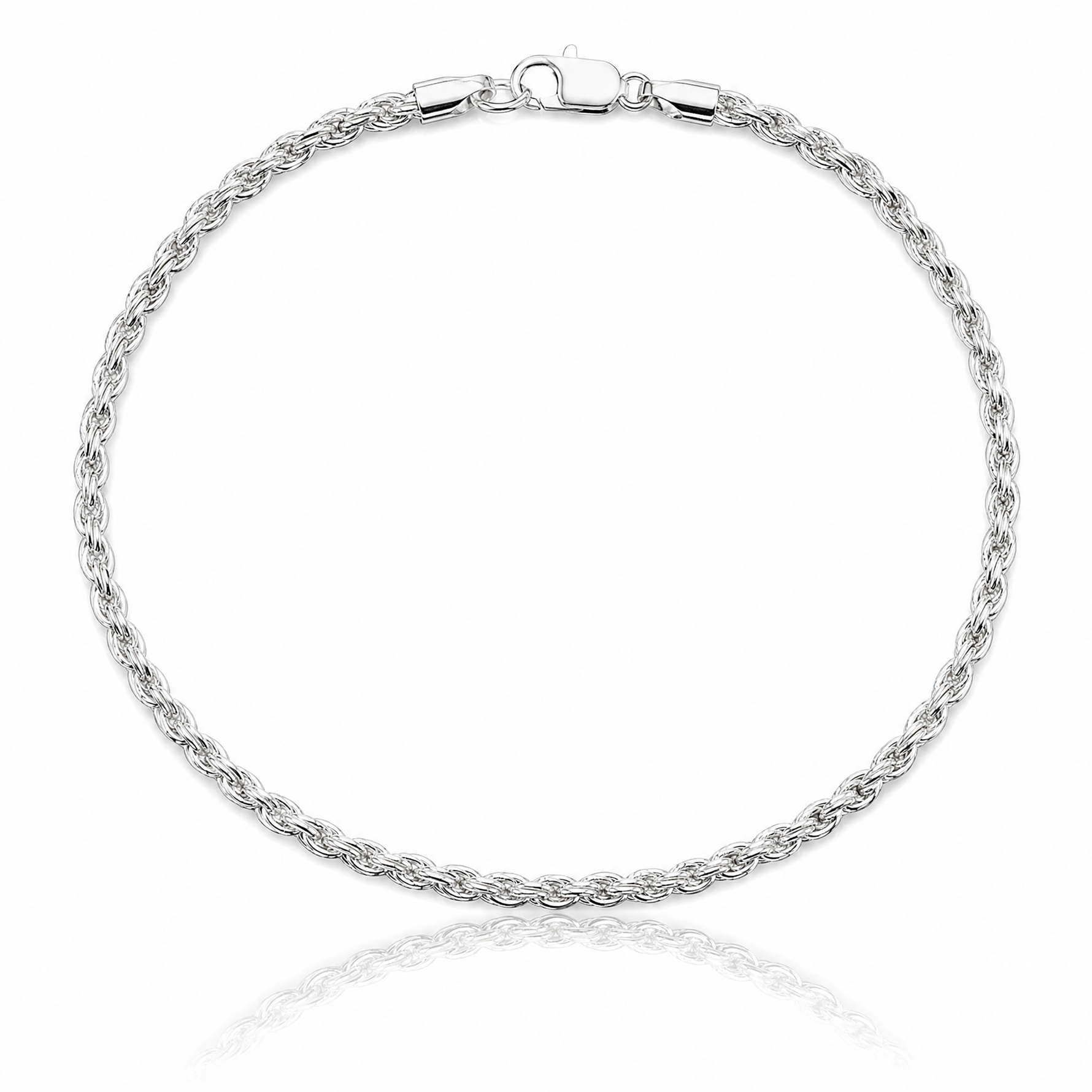 Sterling Silver 4.6mm Diamond-cut Rope Chain - Lifestyle View