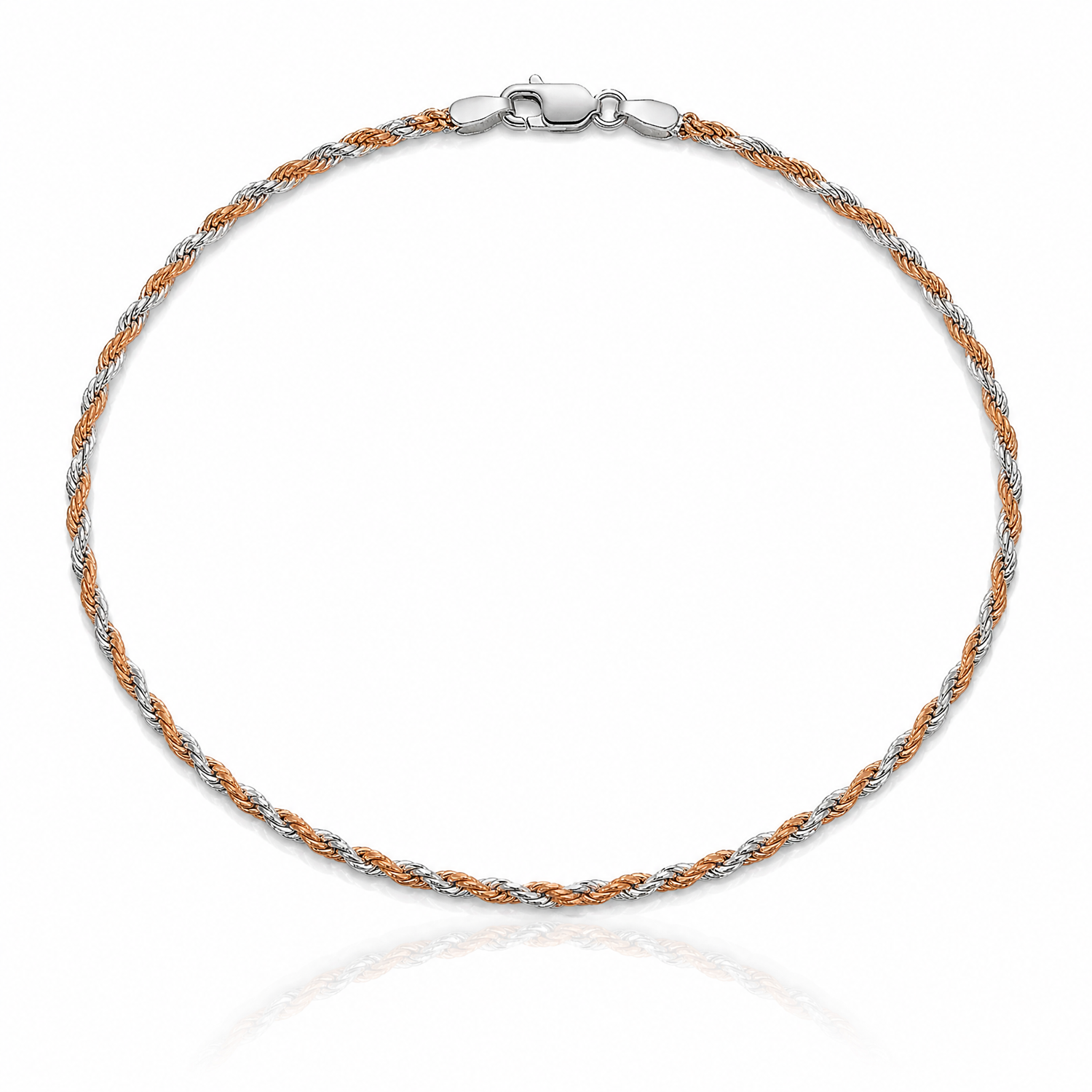 Sterling Silver And Rose Vermeil 2.5mm Diamond-cut Rope Chain - Lifestyle View