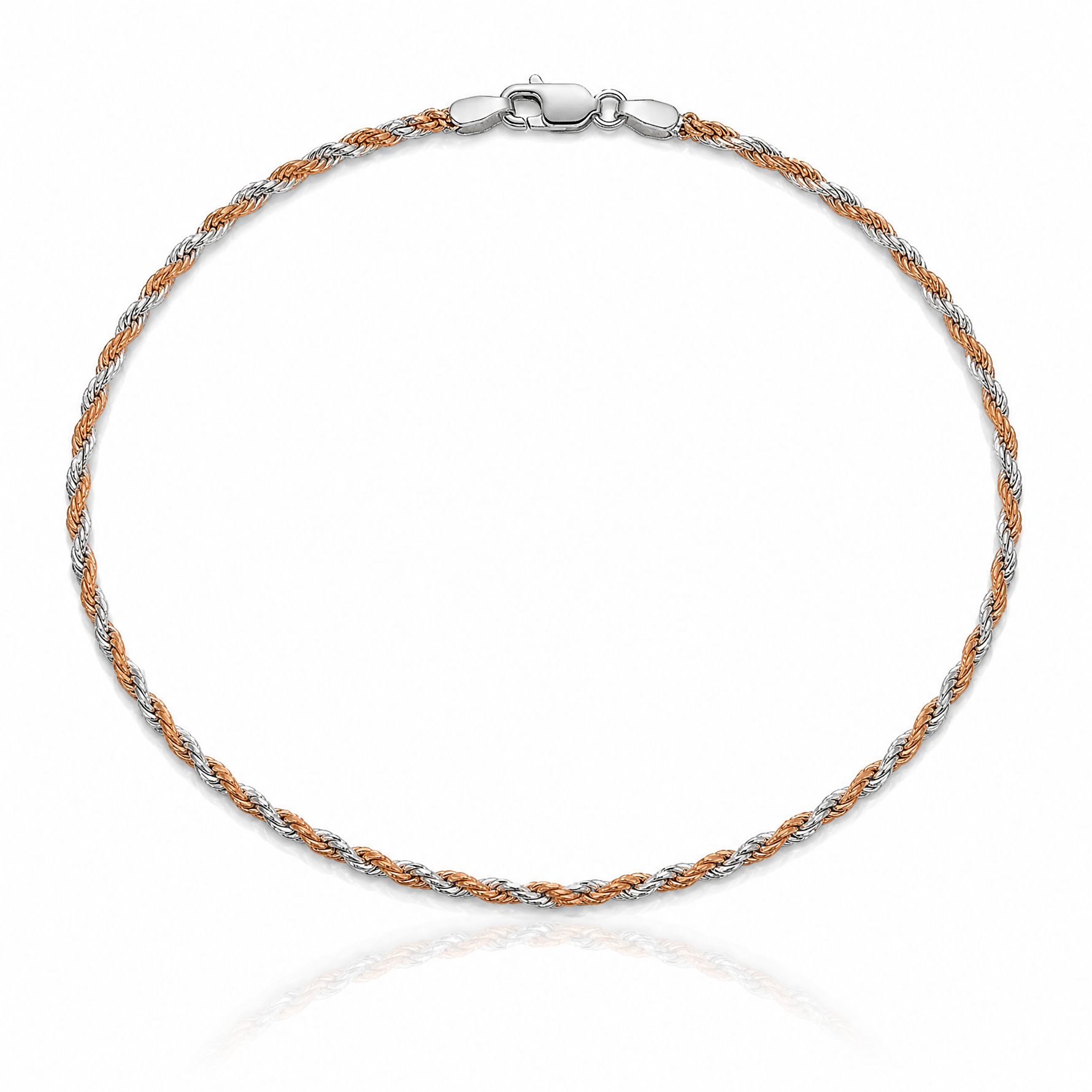Sterling Silver And Rose Vermeil 2.5mm Diamond-cut Rope Chain - Lifestyle View