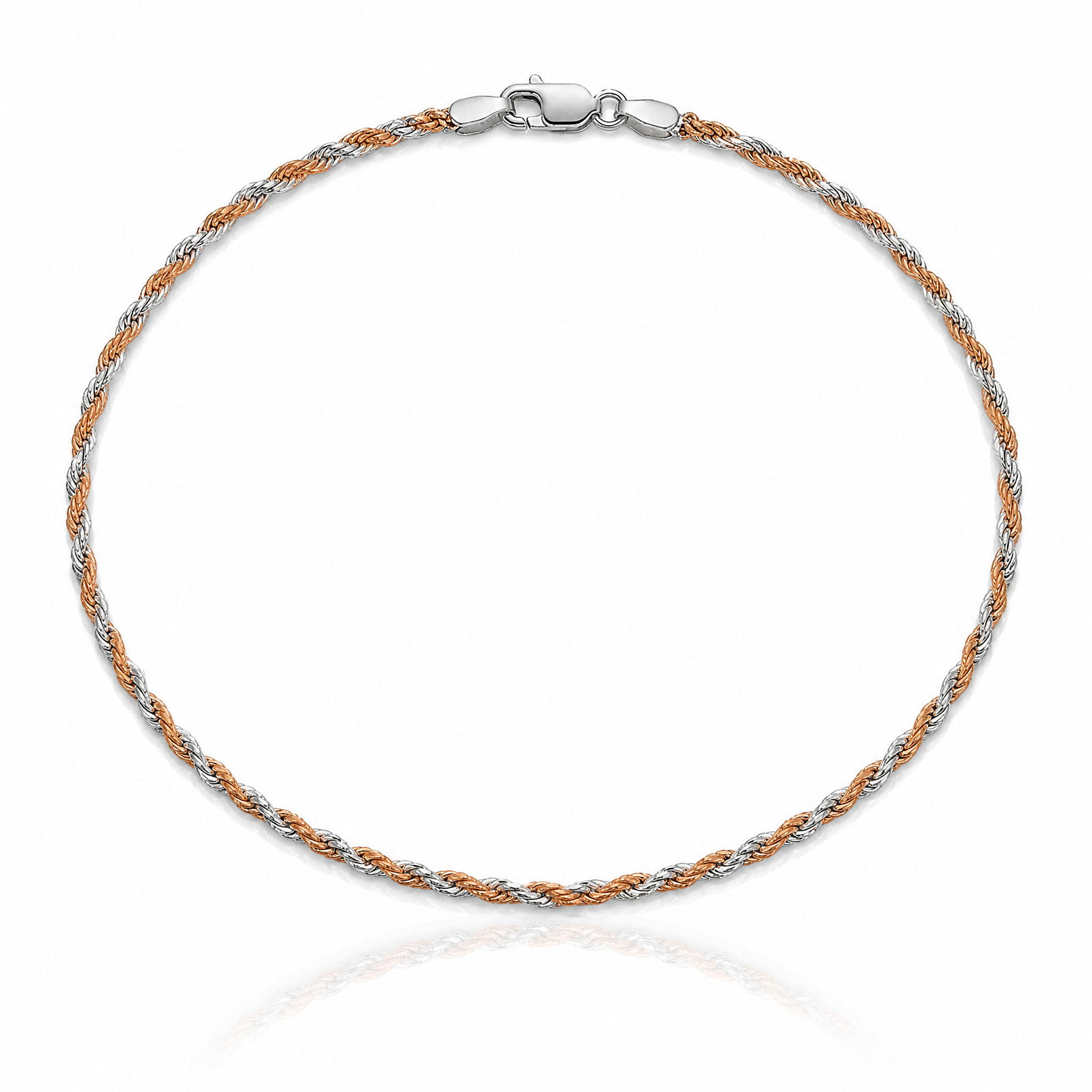 Sterling Silver And Rose Vermeil 2.5mm Diamond-cut Rope Chain - Lifestyle View