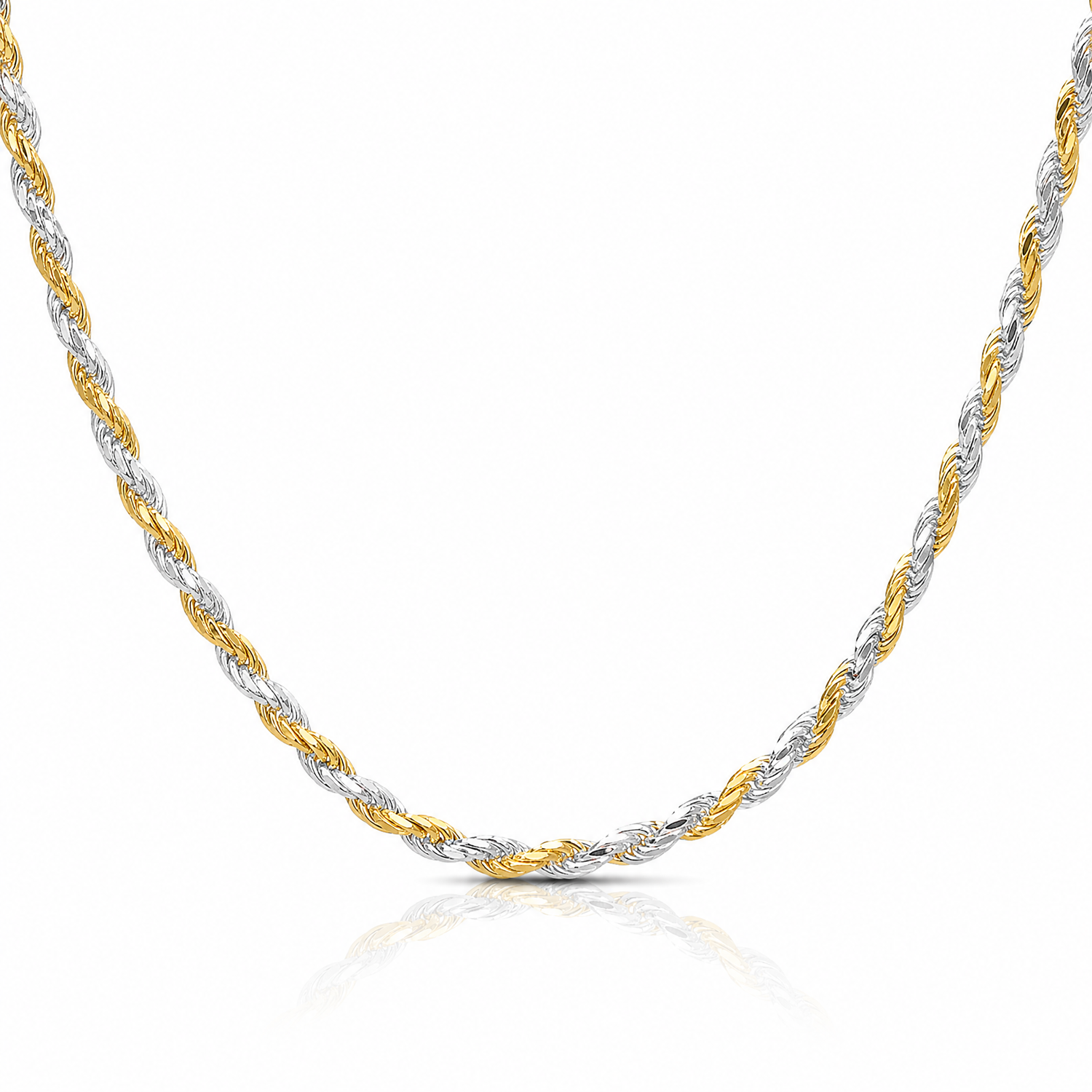 Sterling Silver And Vermeil 2.5mm Diamond-cut Rope Chain - Lifestyle View