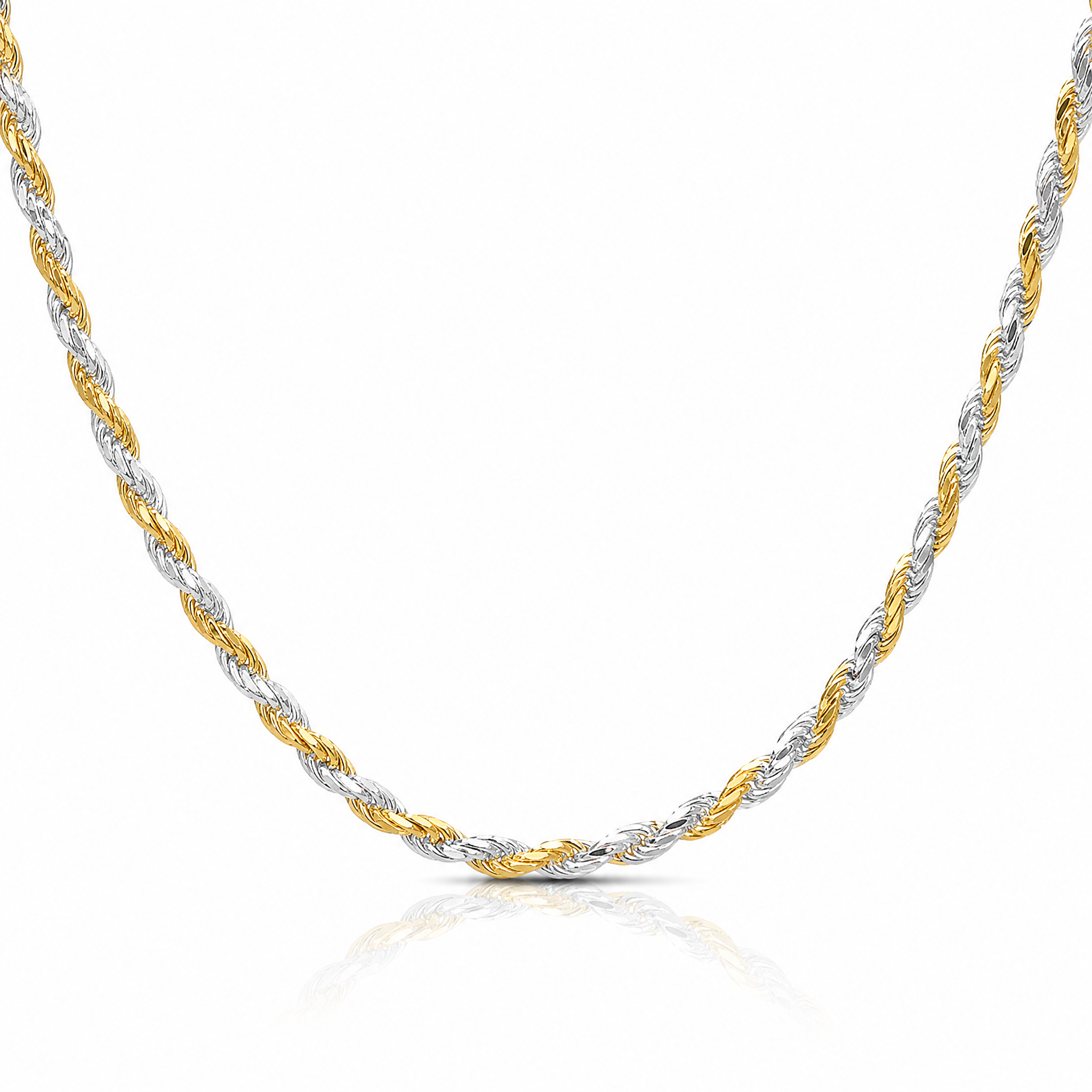 Sterling Silver And Vermeil 2.5mm Diamond-cut Rope Chain - Lifestyle View