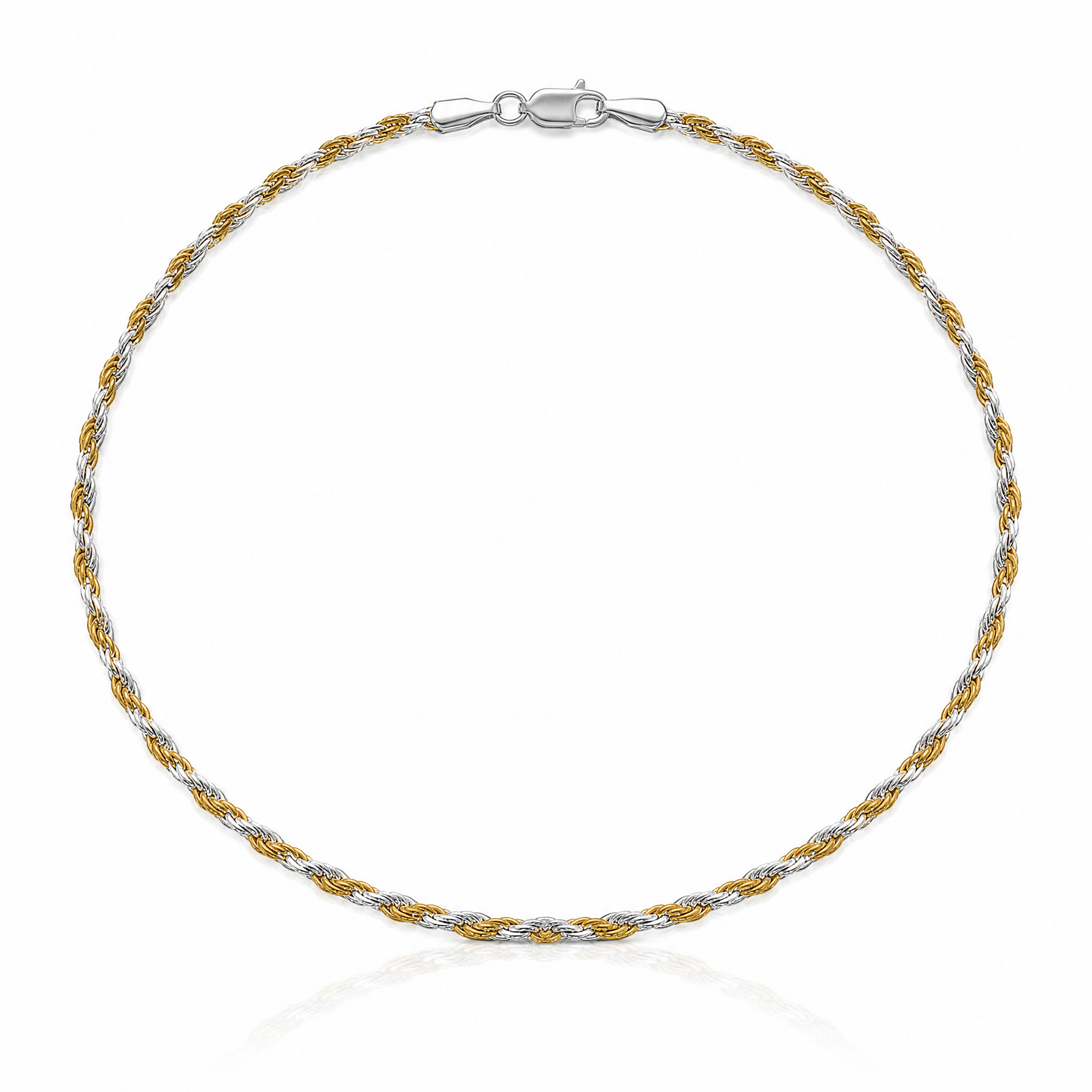 Sterling Silver And Vermeil 2.5mm Diamond-cut Rope Chain - Lifestyle View