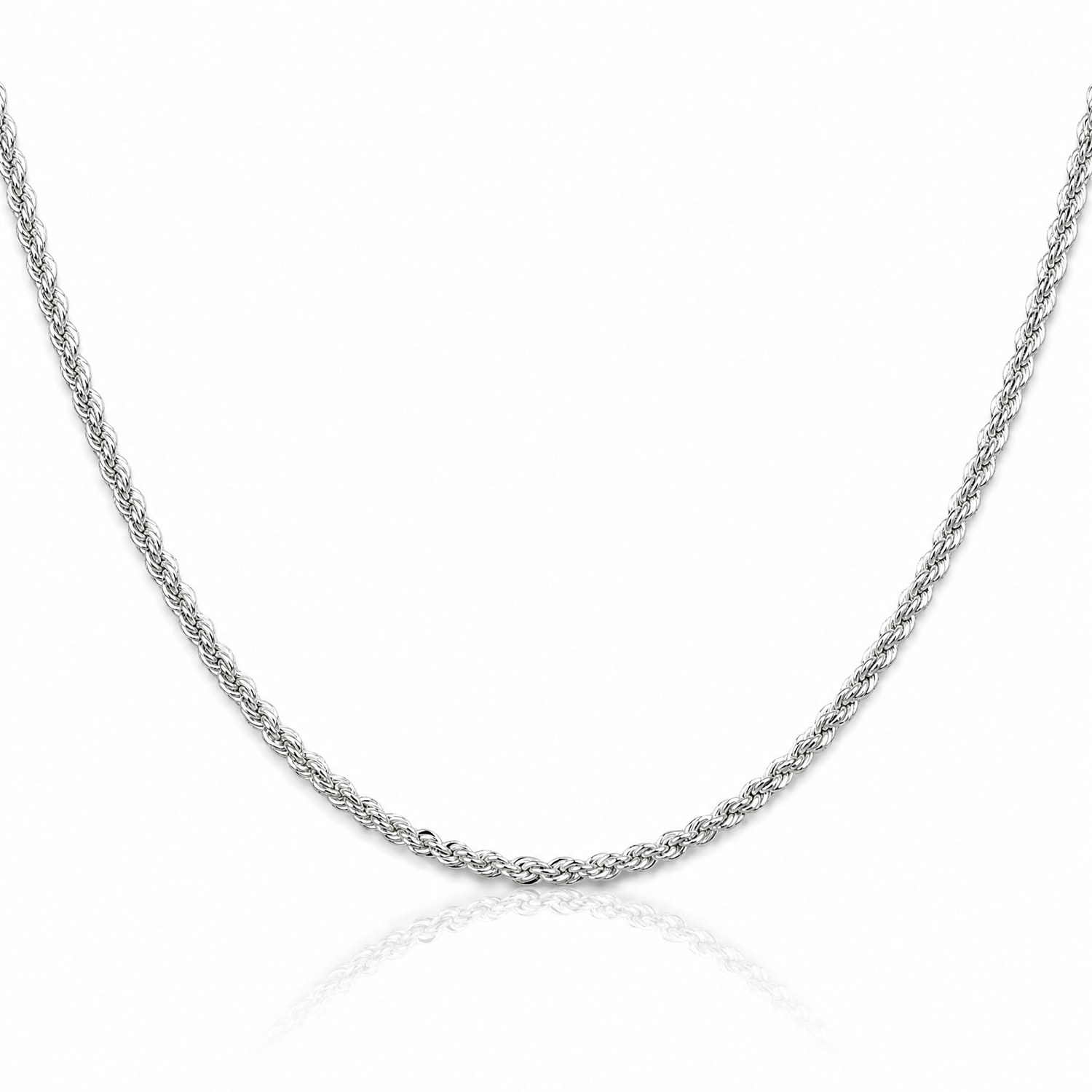 Sterling Silver 2.3mm Solid Rope Chain - Lifestyle View