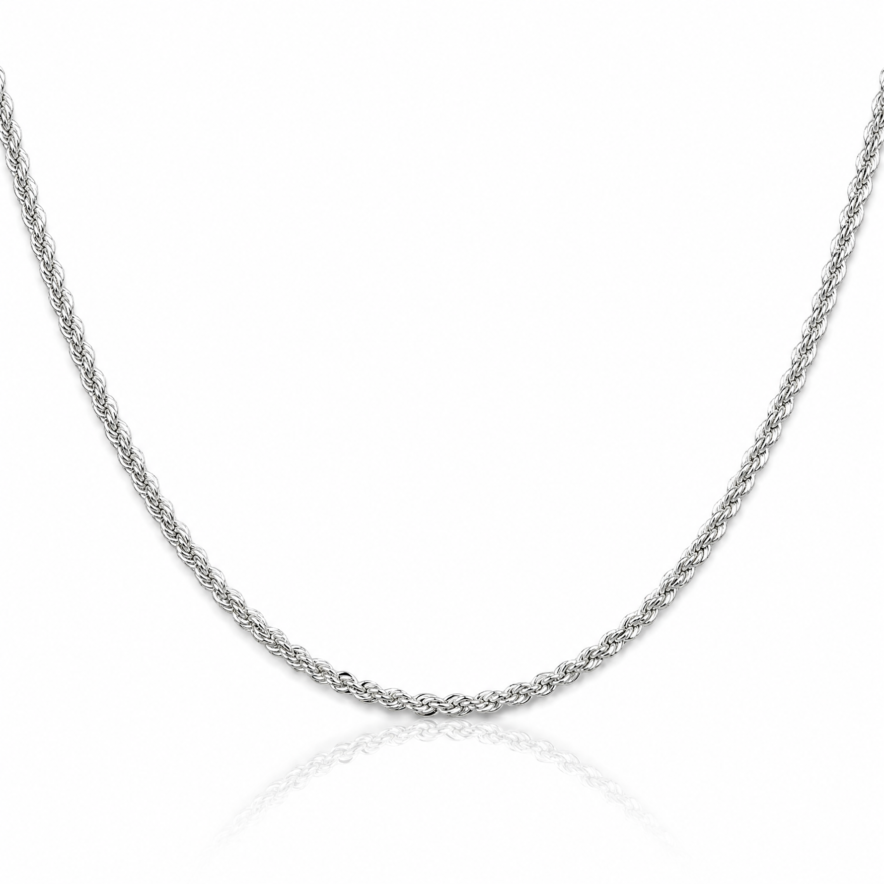 Sterling Silver 2.3mm Solid Rope Chain - Lifestyle View