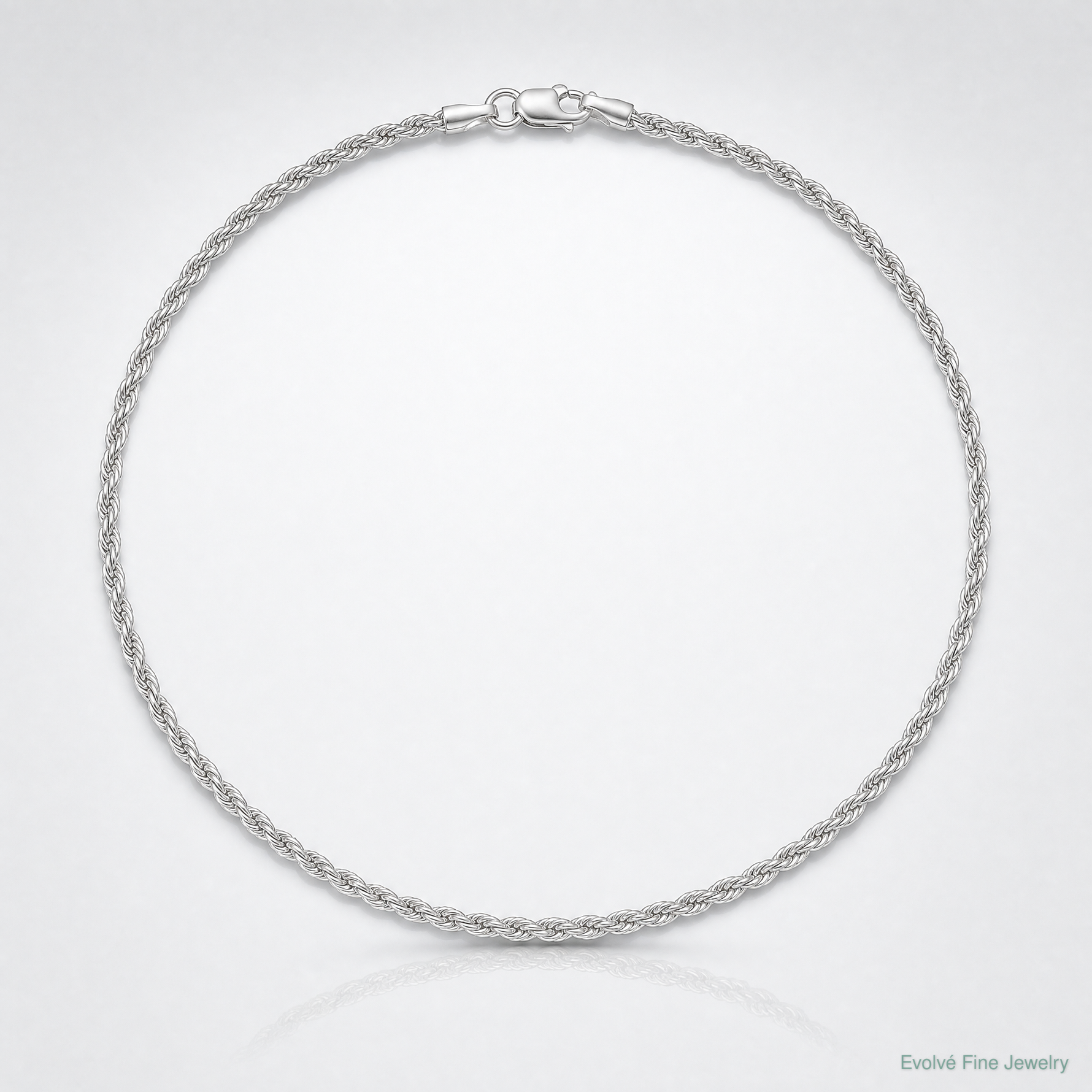 Sterling Silver 2.5mm Solid Rope Chain - Lifestyle View