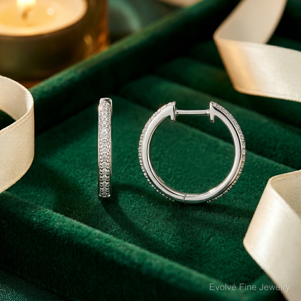 Sterling Silver Rhodium Diam. Earrings - Lifestyle View