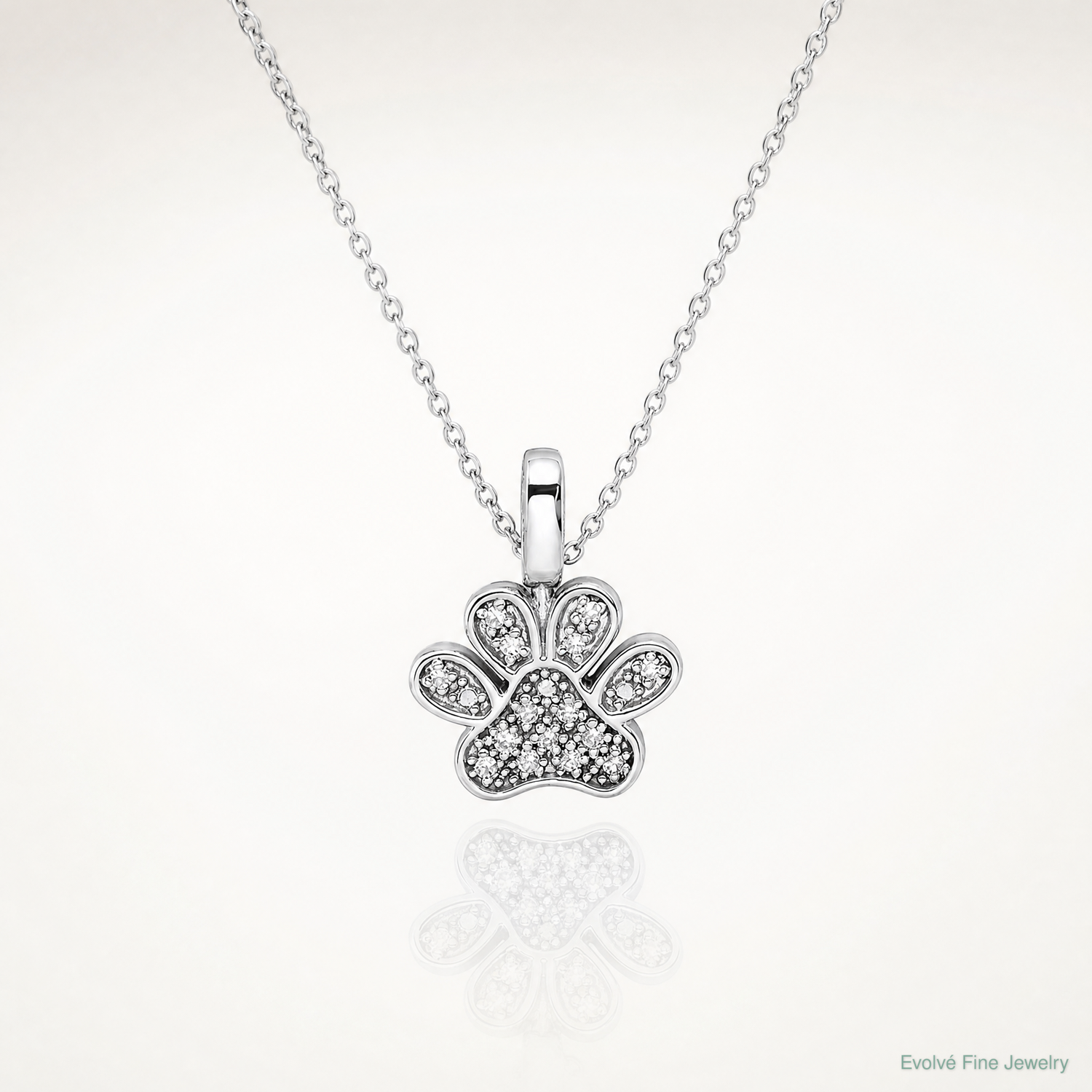 Sterling Silver Rhod 0.15ct. Blk & White Dia. Reversible Pawprint Pendant - Lifestyle View