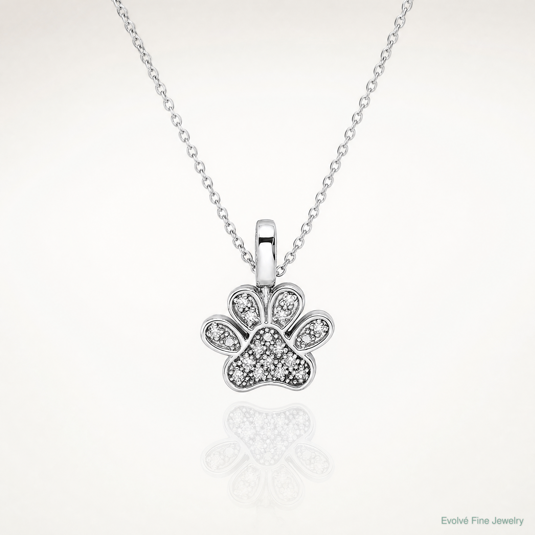 Sterling Silver Rhod 0.15ct. Blk & White Dia. Reversible Pawprint Pendant - Lifestyle View