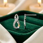 Sterling Silver Rhodium Diamond Post Earrings - Lifestyle View