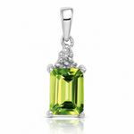 Sterling Silver Rhodium Plated Peridot and Diamond Pendant - Lifestyle View